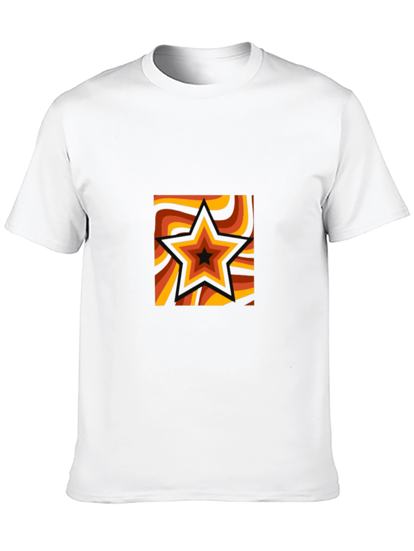 Black Retro Star Graphic Tee - Black Cotton T-Shirt view 10