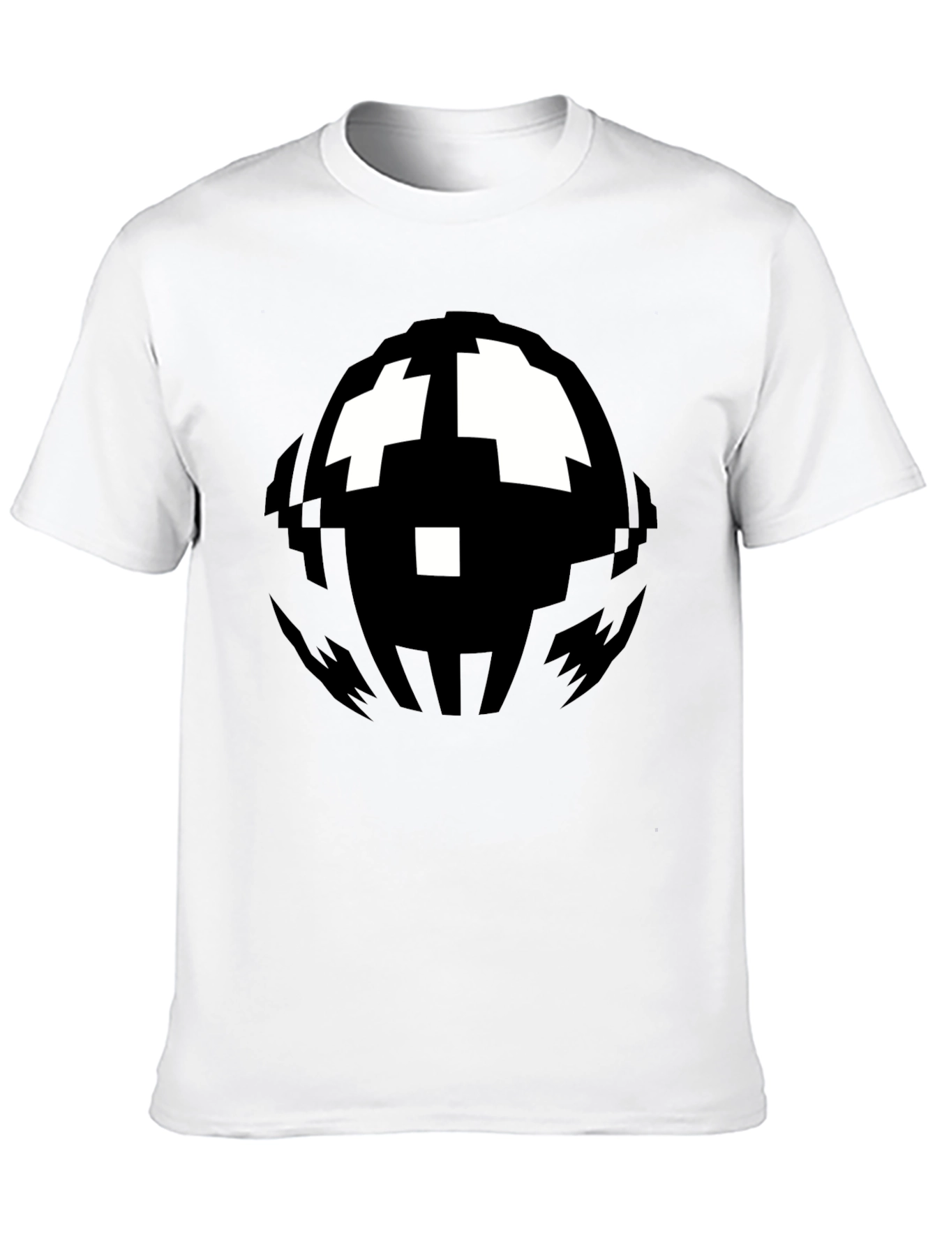 Black Pixelated Graphic T-Shirt - Black Crew Neck Tee view 10