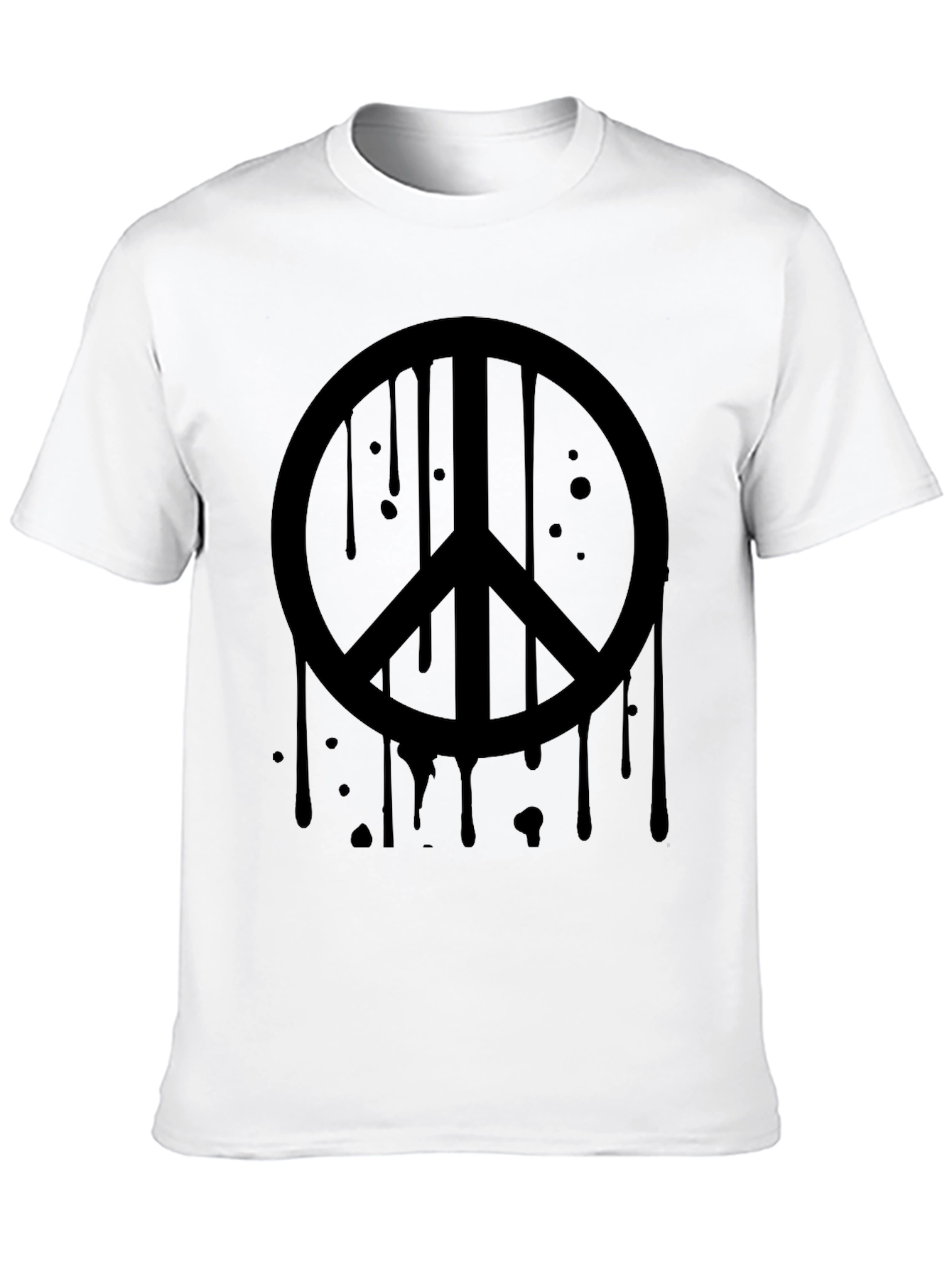 Black Black Peace Sign Drip Graphic Tee - Soft Cotton Casual view 10