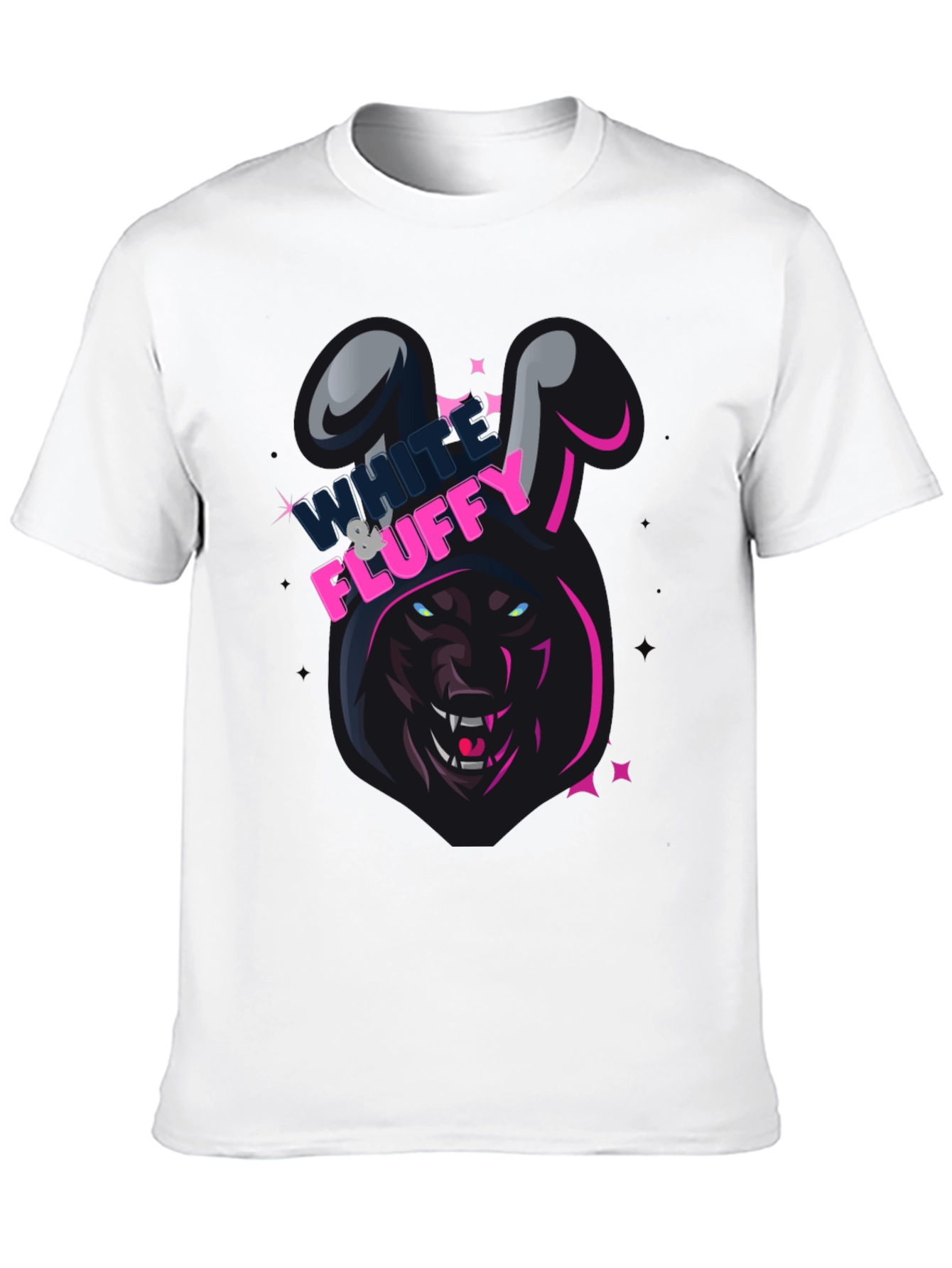 Black White & Fluffy Wolf in Bunny Costume T-Shirt view 10