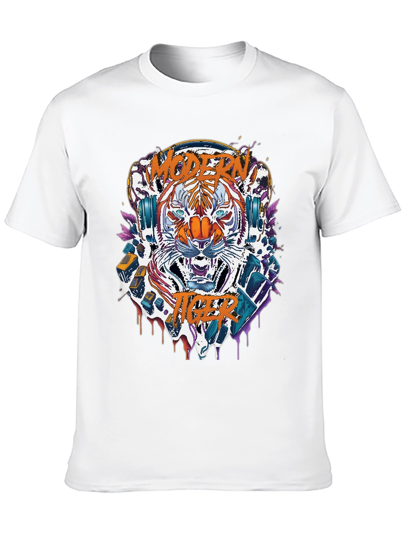 Black Modern Tiger Graphic Tee view 10