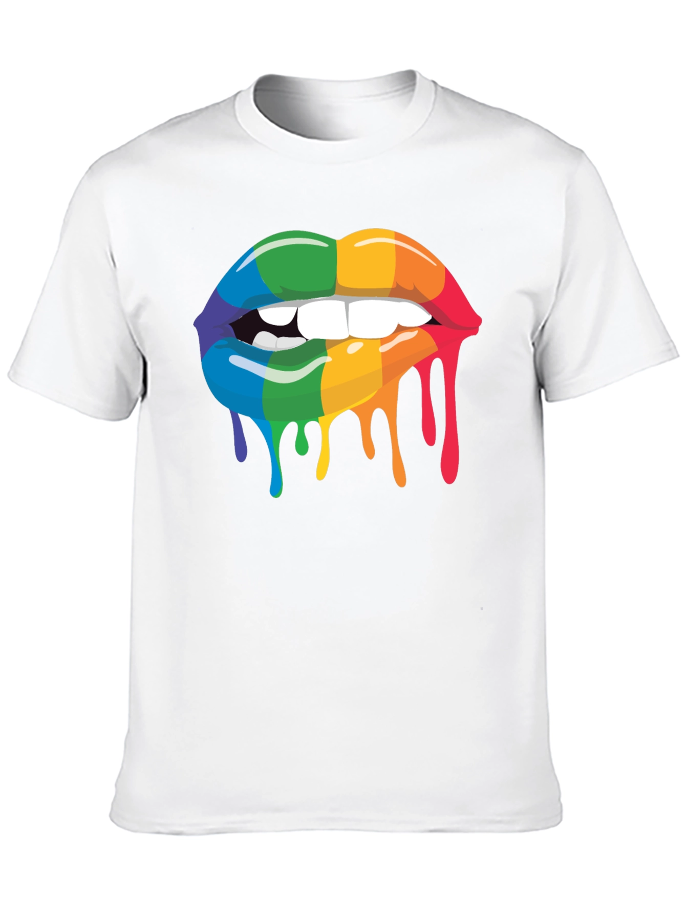 Black Rainbow Lips Graphic Tee - Black Cotton Blend view 10