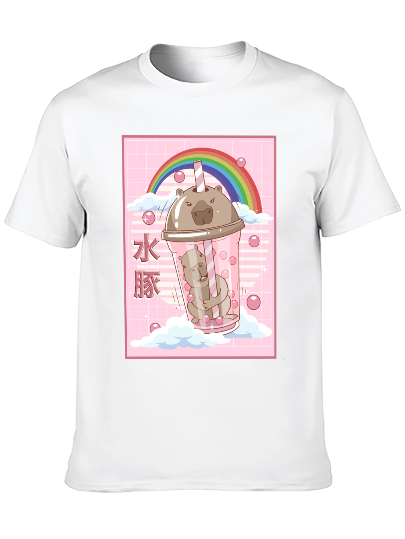 Kawaii Wombat Bubble Tea Black T-Shirt - 10