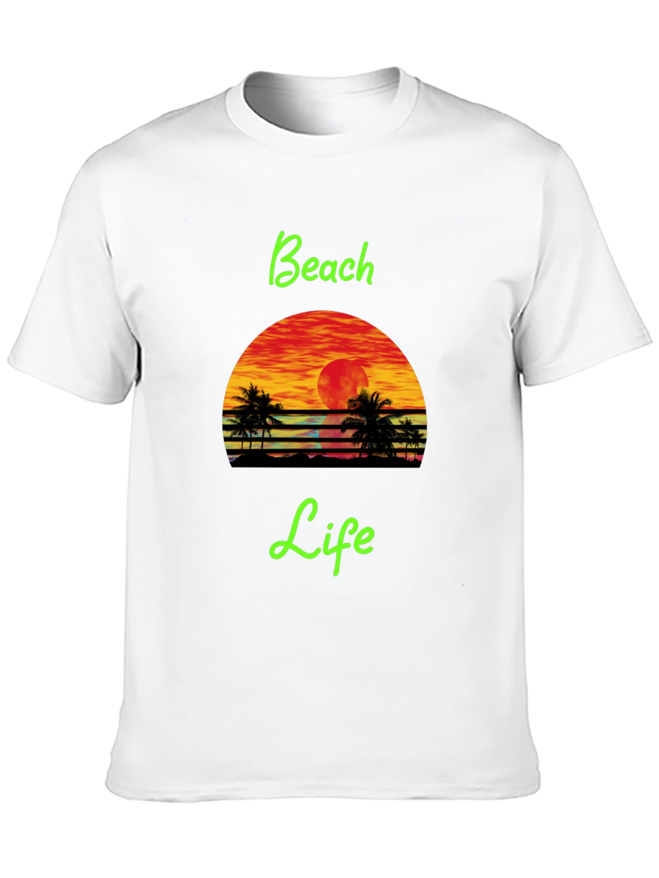 Black Beach Life Black T-Shirt Retro Sunset Palm Tree Design view 10
