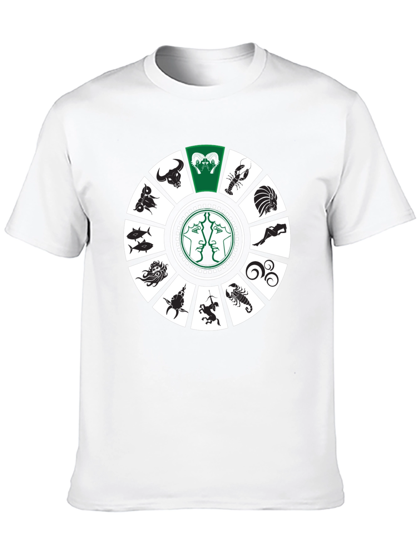Black Zodiac Sign Wheel T-Shirt view 10