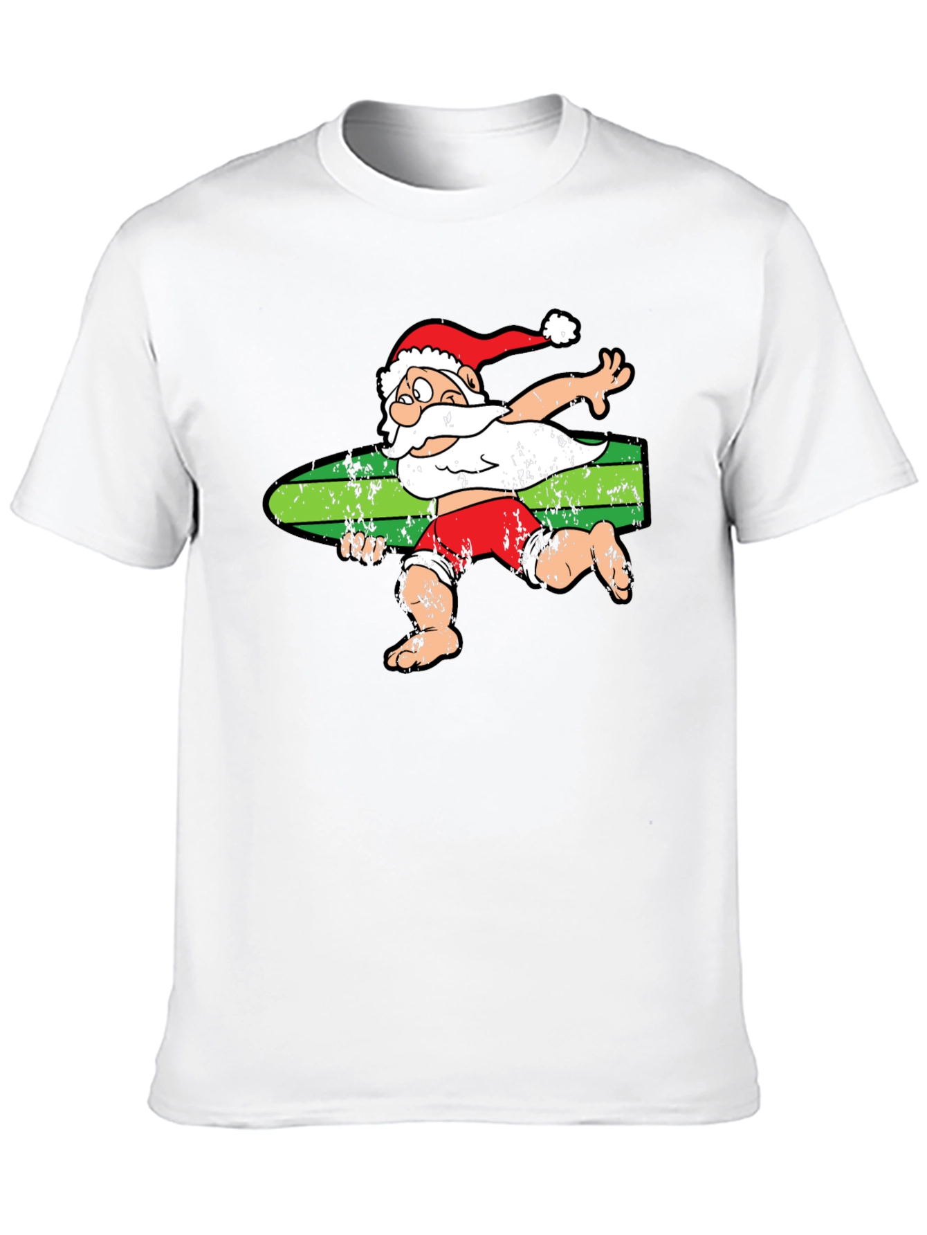 Black Surfing Santa T-Shirt - Christmas Holiday Tee view 10