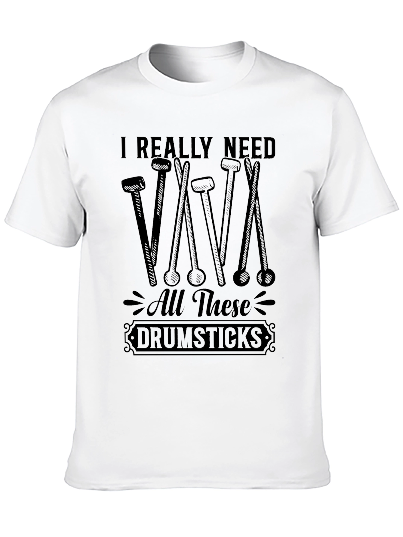 Black I Really Need All These Drumsticks T-Shirt - Black view 10