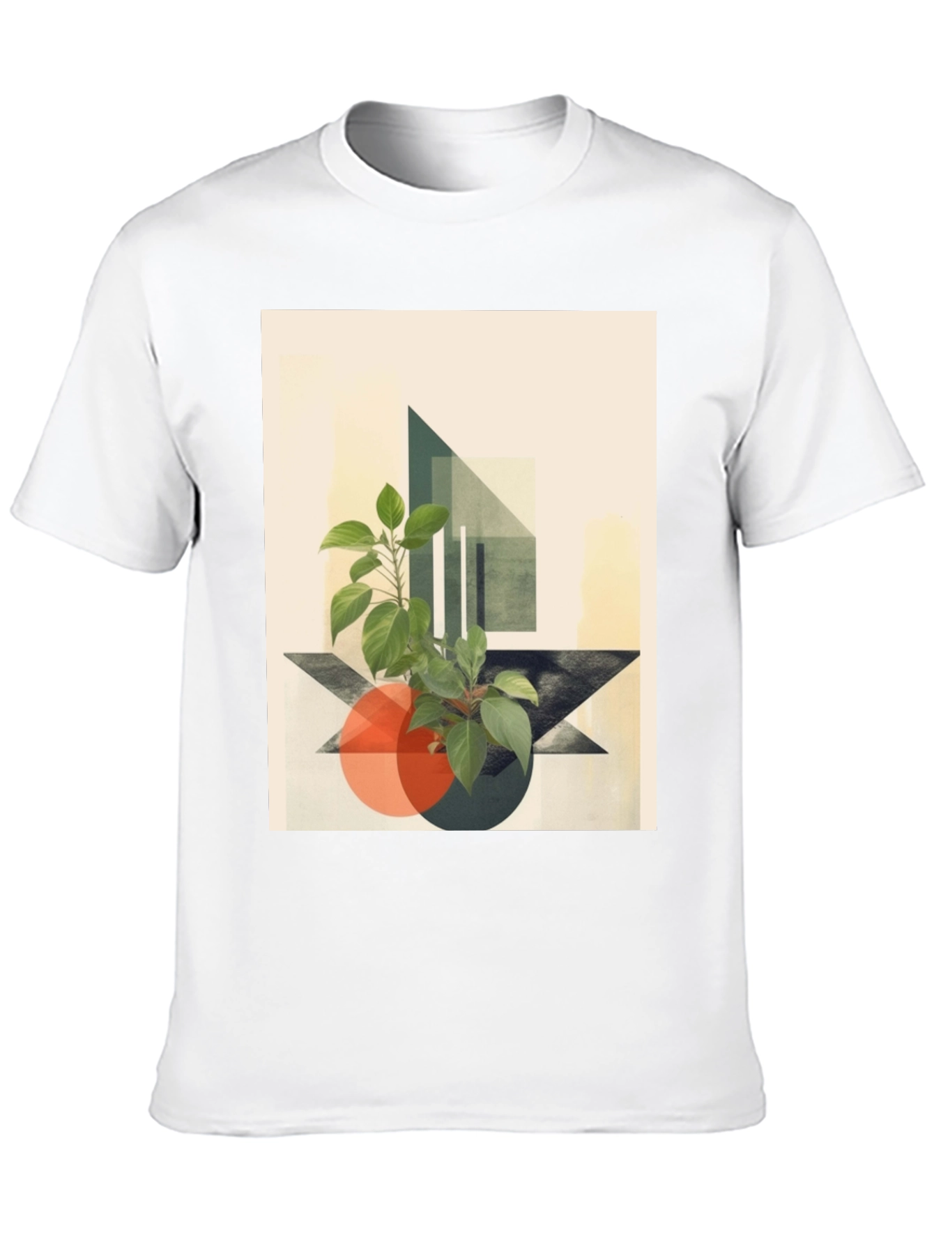 Black Abstract Geometric Plant T-Shirt view 10