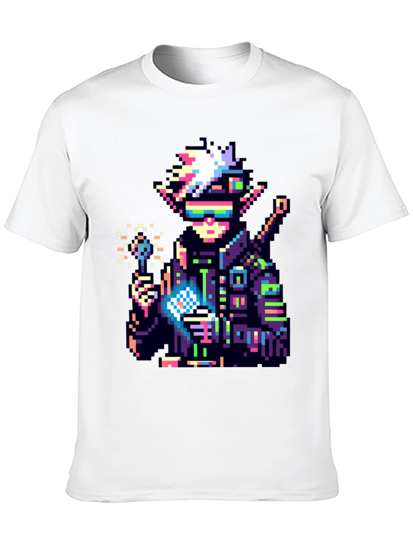 Black Pixel Cyberpunk Elf T-Shirt view 10