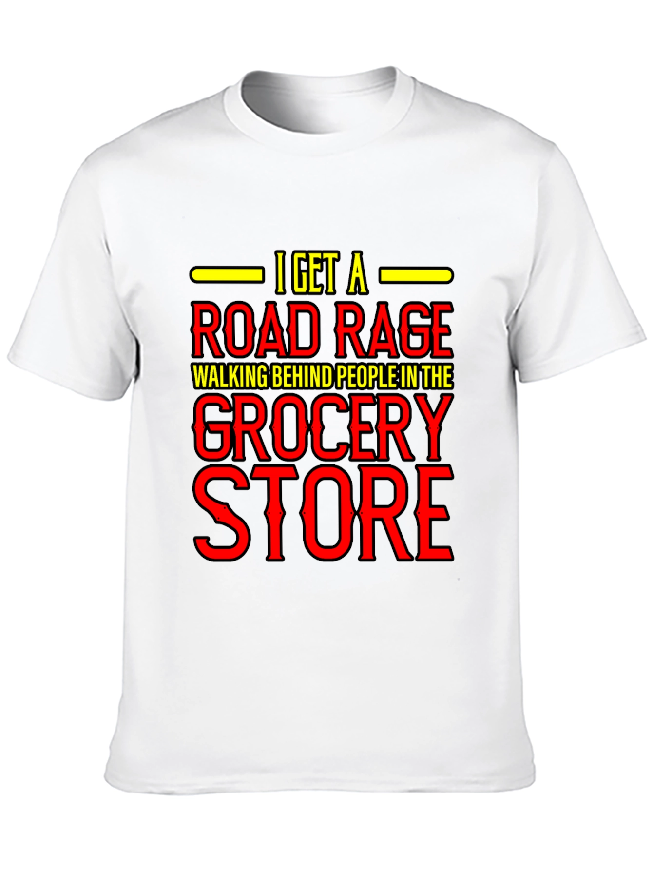 Black Road Rage Grocery Store T-Shirt - Funny Black Cotton Tee view 10