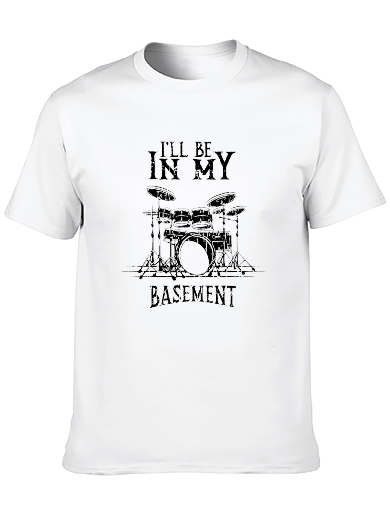 Black I'll Be In My Basement Drum Set Graphic T-Shirt view 10