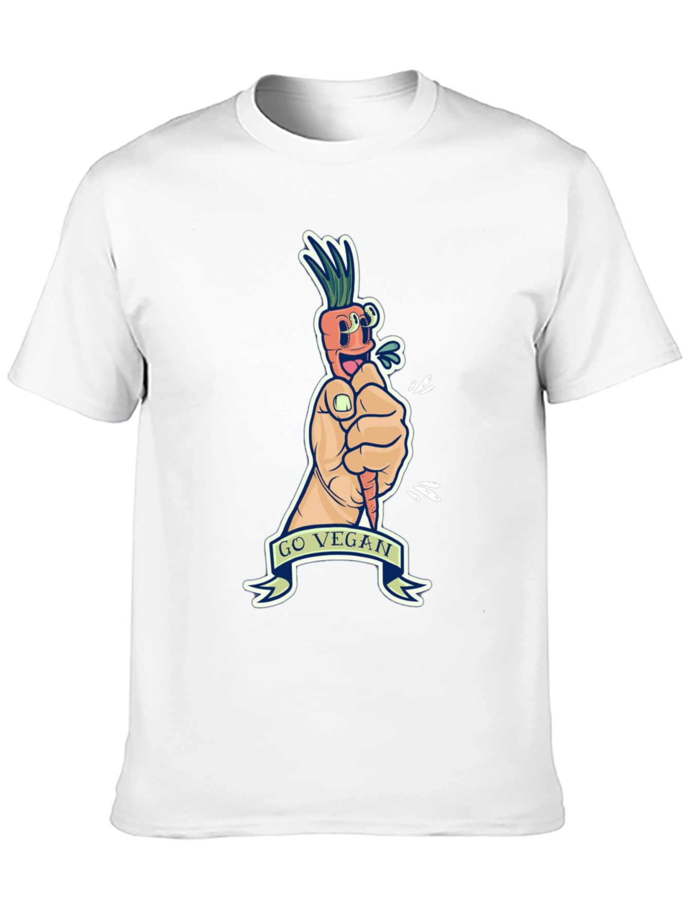 Black Go Vegan Carrot Graphic Tee - Black Cotton T-Shirt view 10