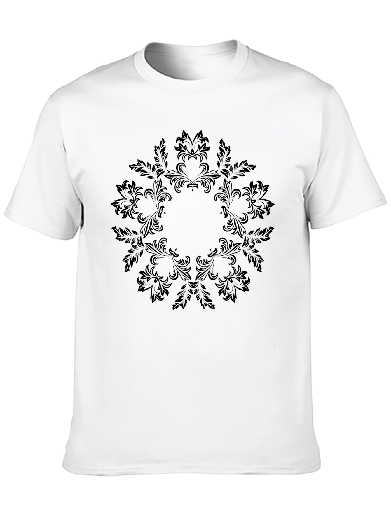 Black Elegant Black Floral Mandala T-Shirt view 10