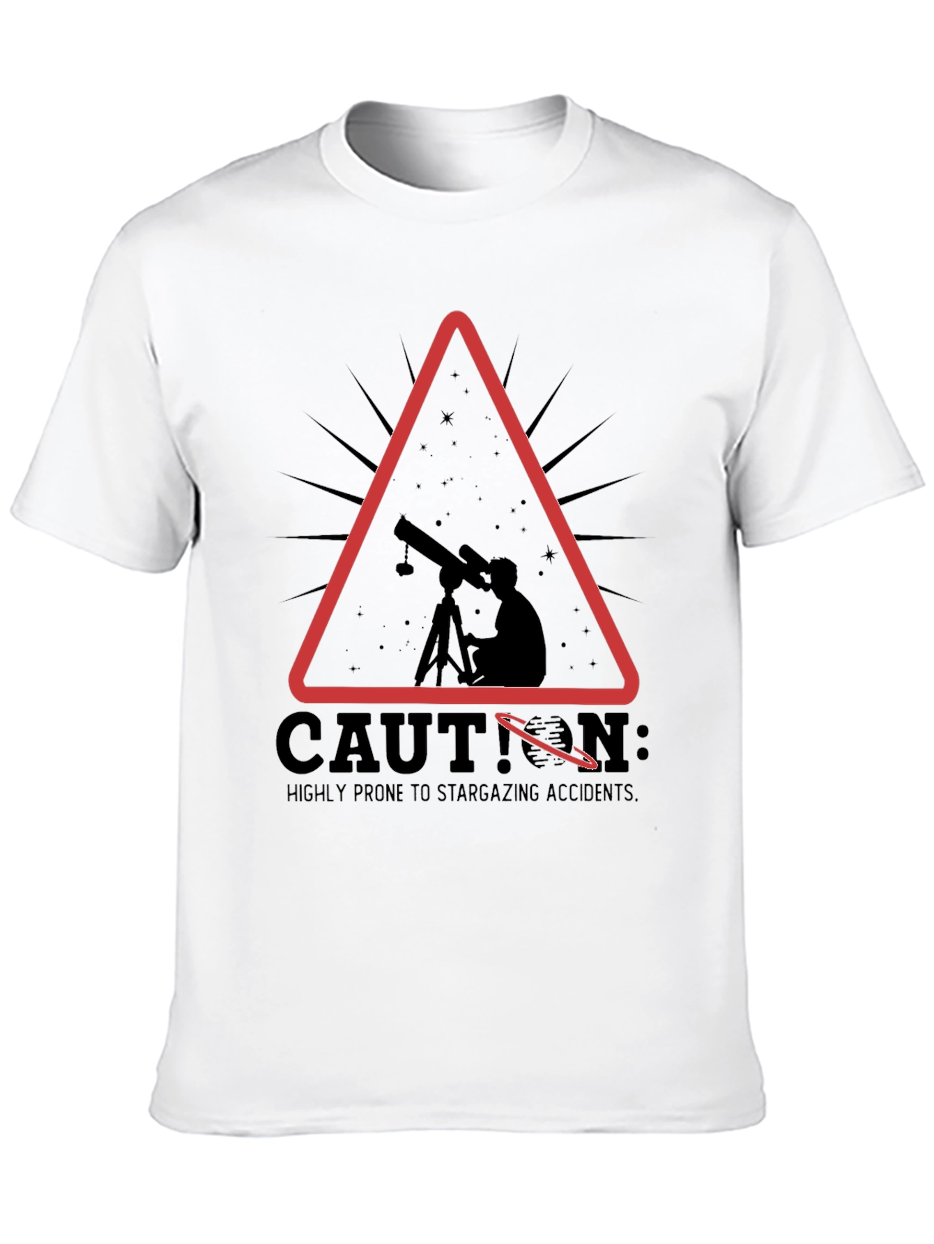 Black Caution Stargazing Accidents T-Shirt view 10