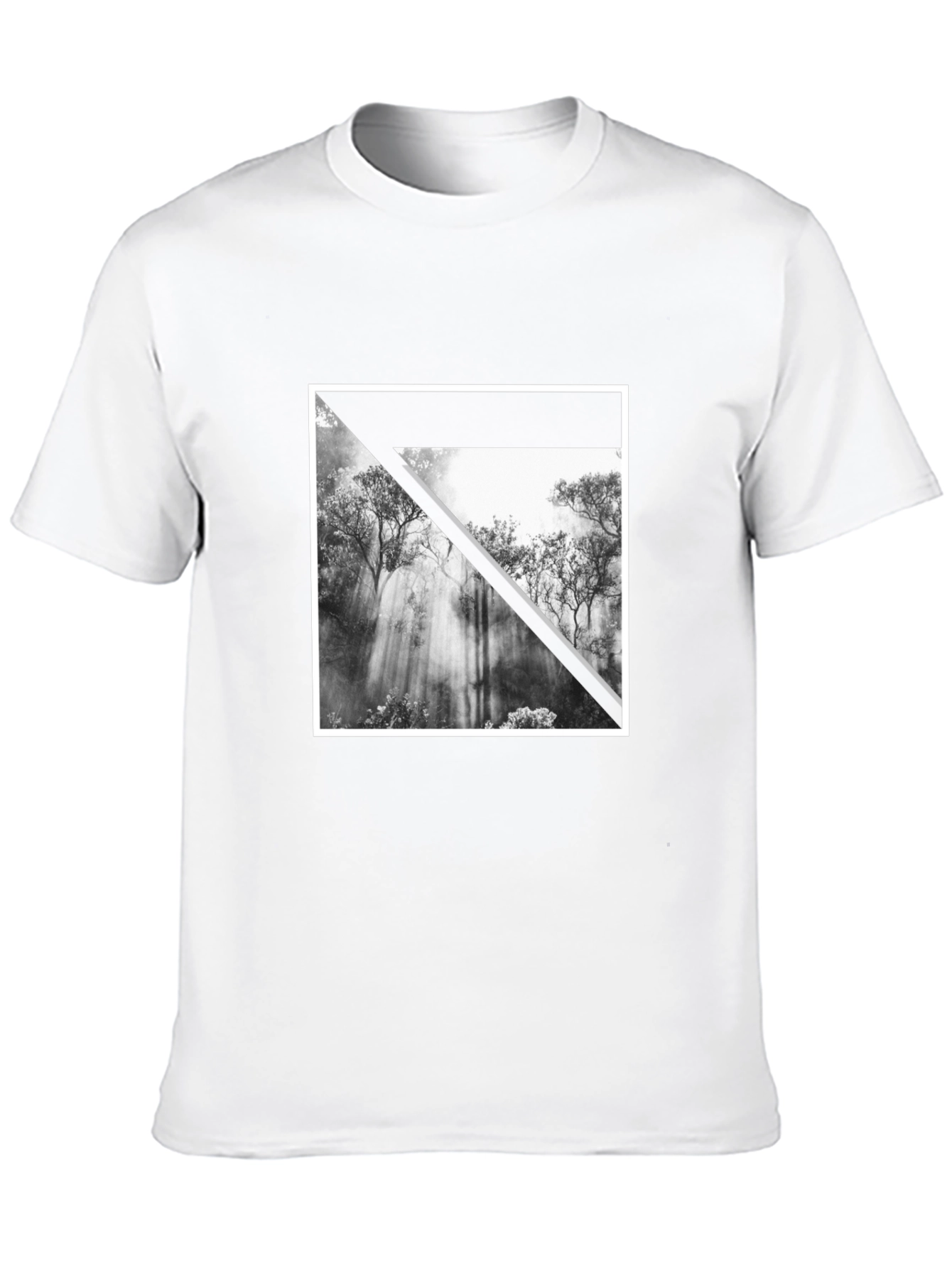 Black Abstract Forest Graphic Tee - Black Cotton T-Shirt view 10