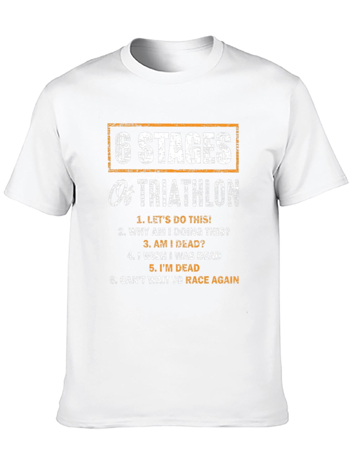 Black 6 Stages of Triathlon Funny T-Shirt view 10