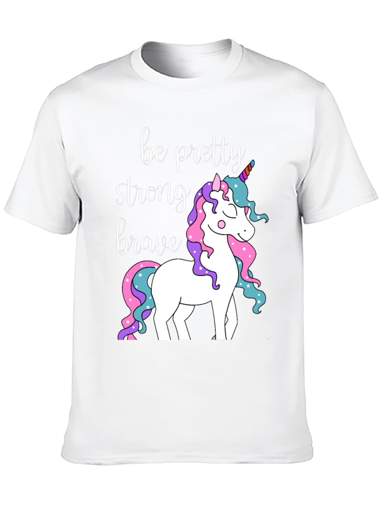 Black Be Pretty Strong Brave Unicorn Graphic T-Shirt view 10