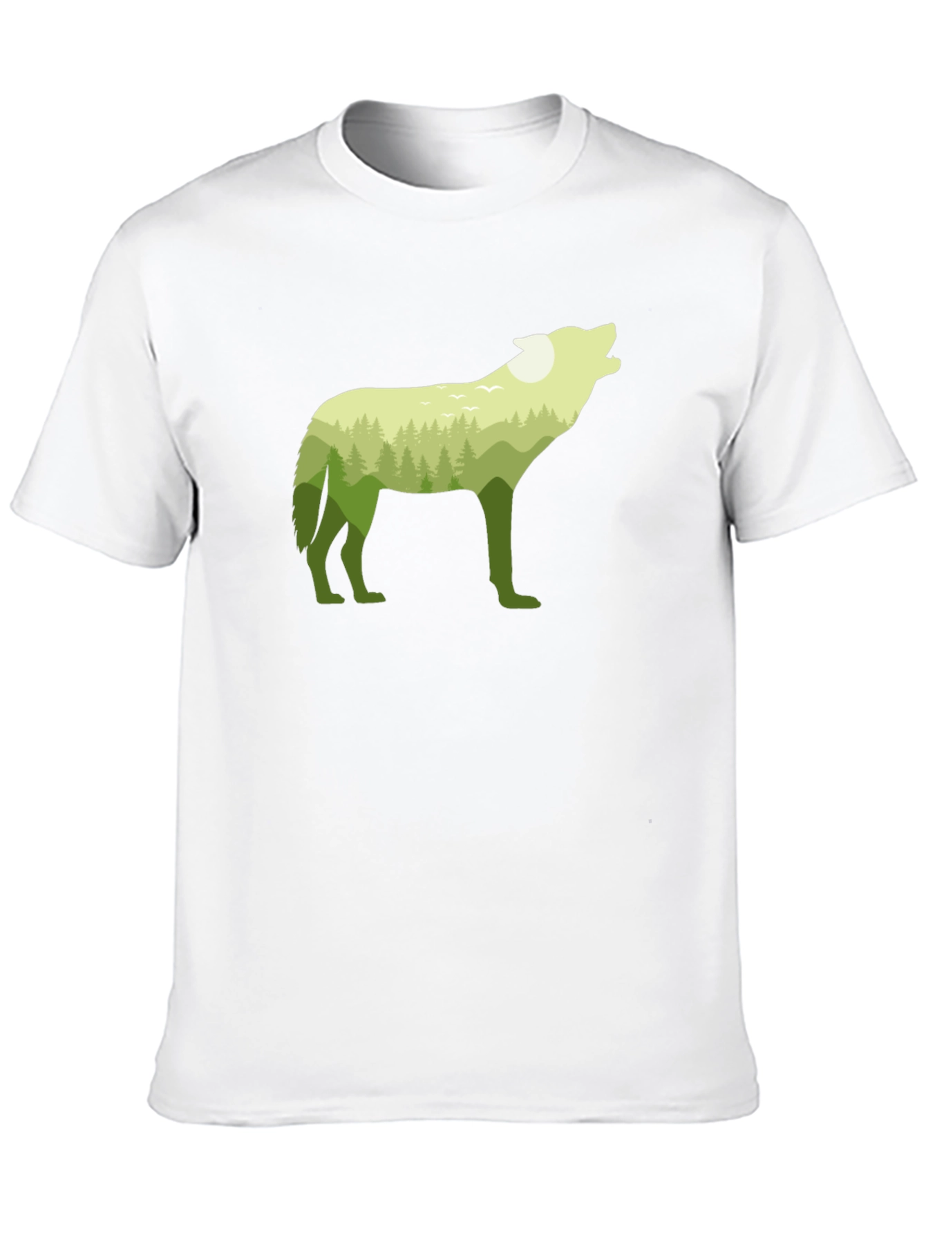 Black Wolf Silhouette Forest Graphic Tee - Black Cotton Blend view 10