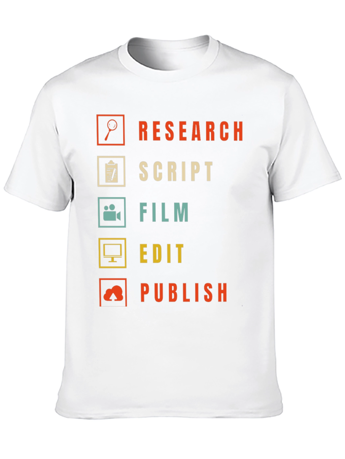 Black Film Crew Process T-Shirt - Research, Script, Film, Edit, Publish view 10