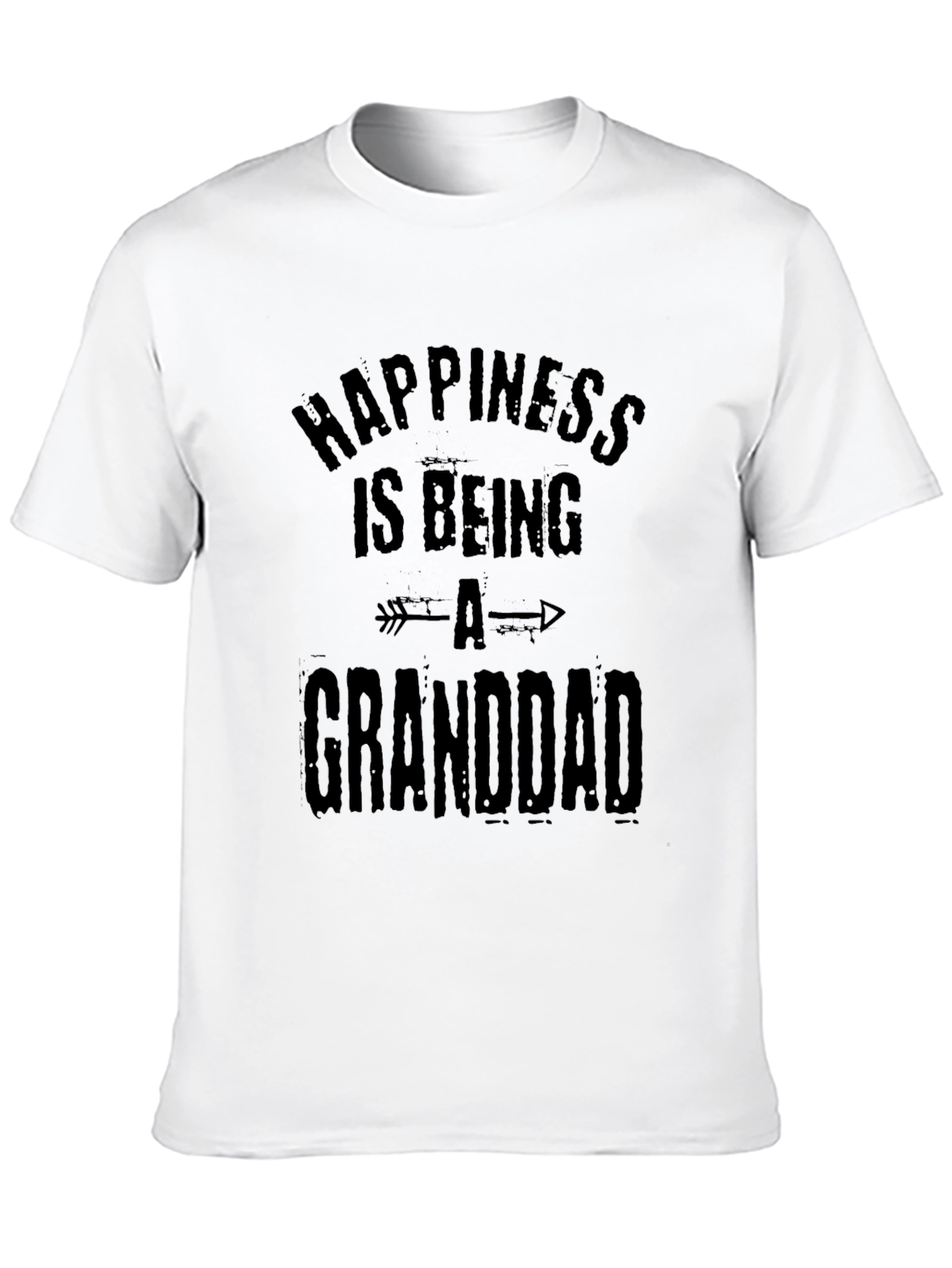 Black Happiness Is Being A Granddad Men's Black T-Shirt view 10