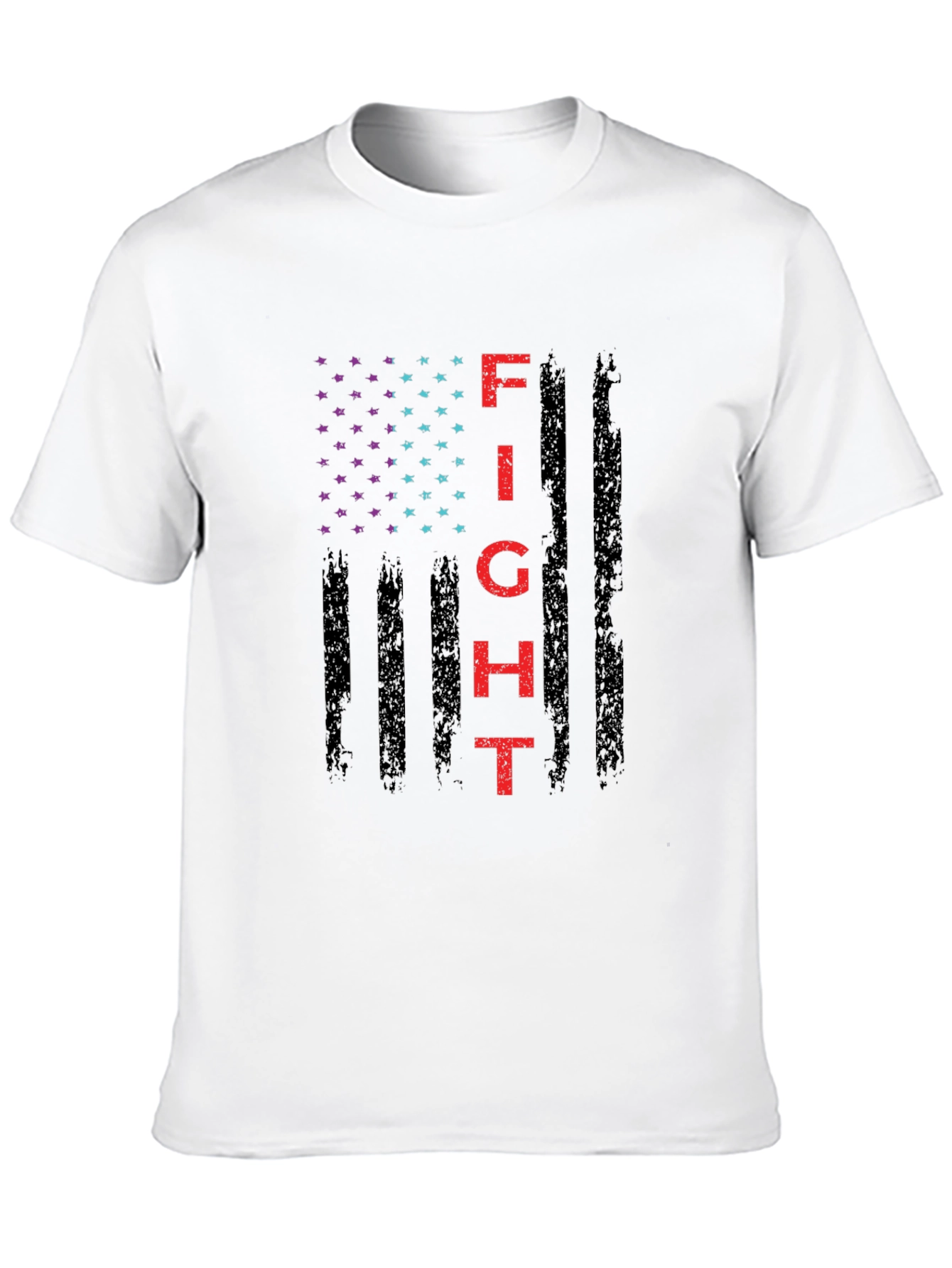 Black Fight Graphic T-Shirt - Patriotic American Flag Design view 10