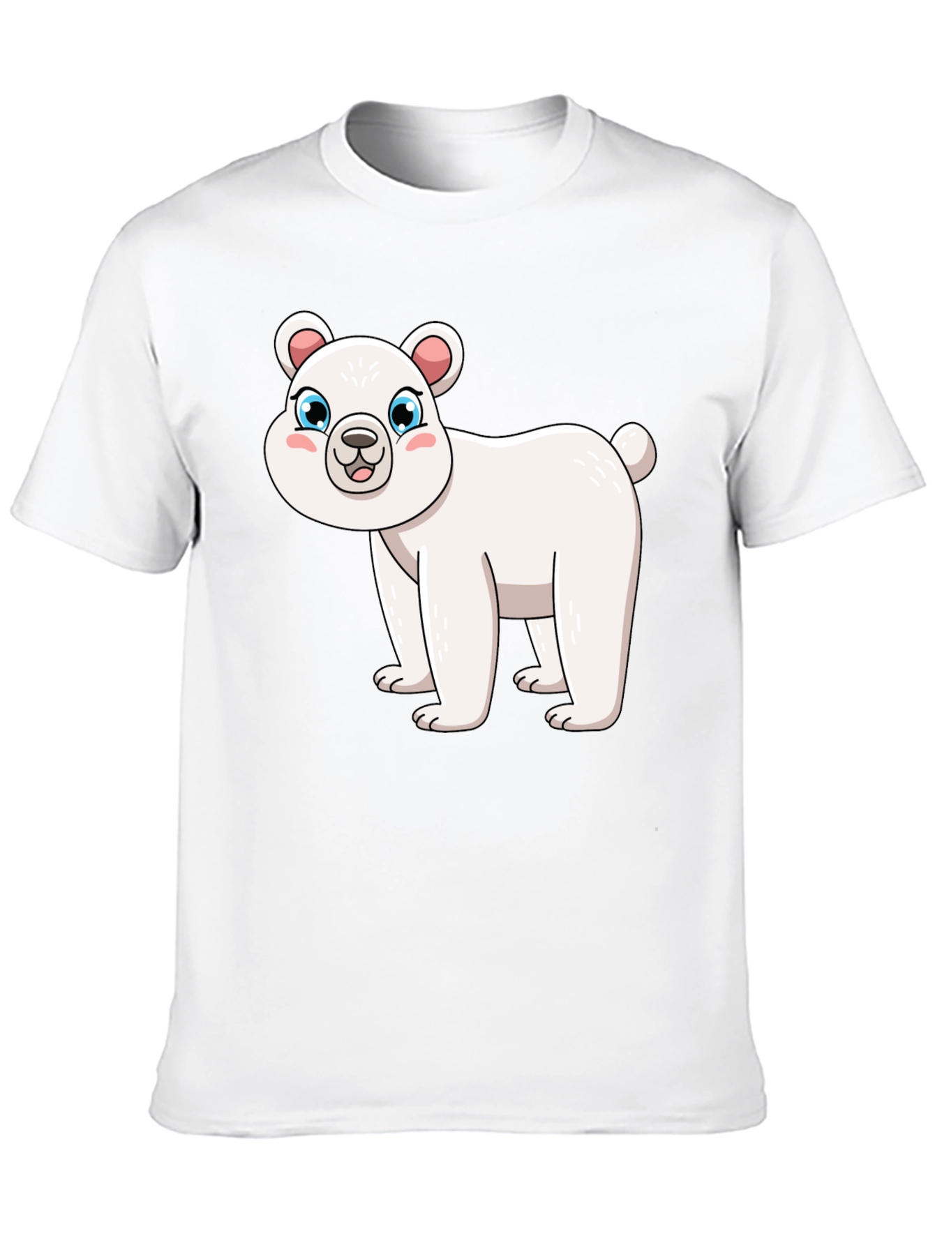 Black Cute Polar Bear Graphic Black T-Shirt view 10