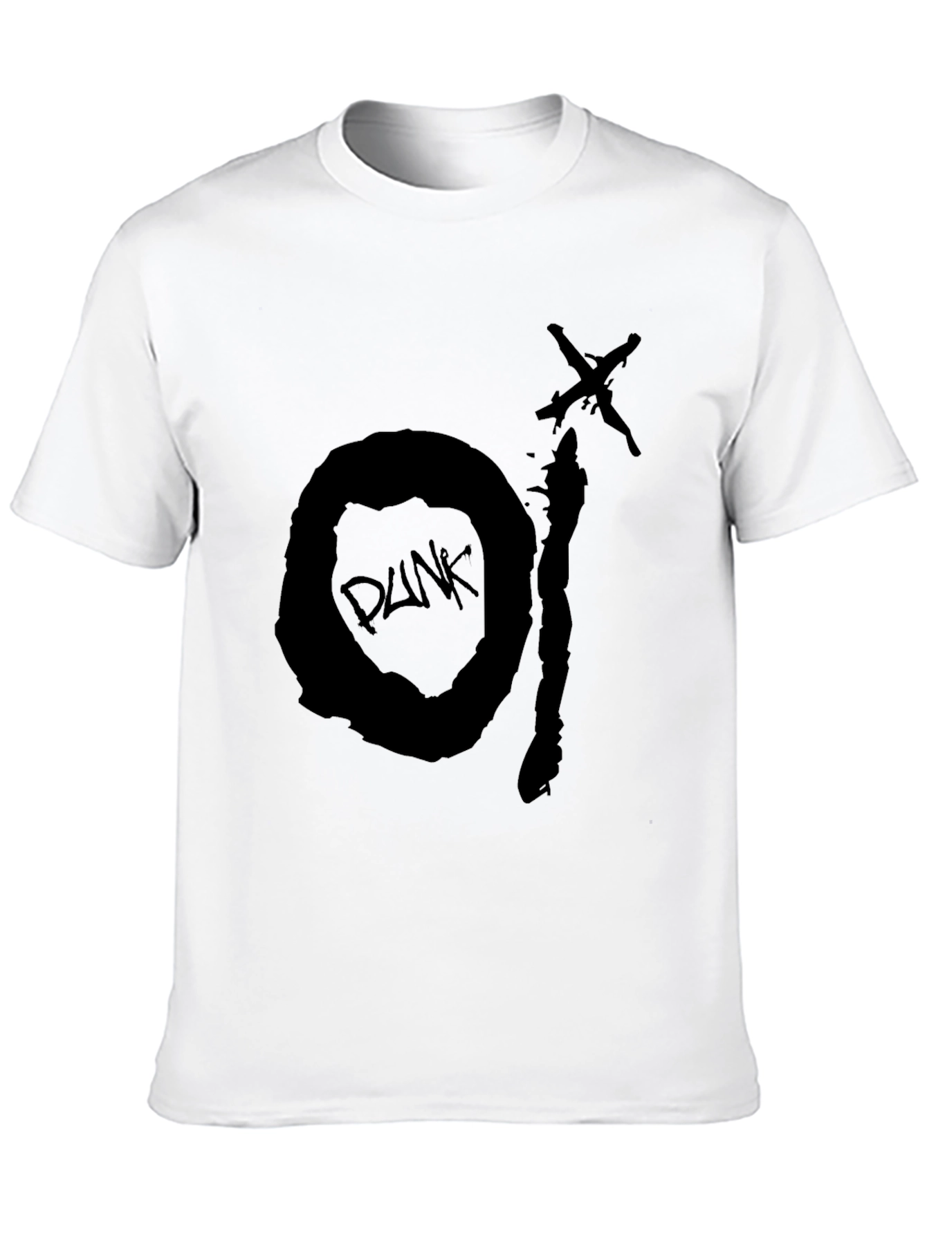 Black Punk Graphic Tee - Distressed Design - 10
