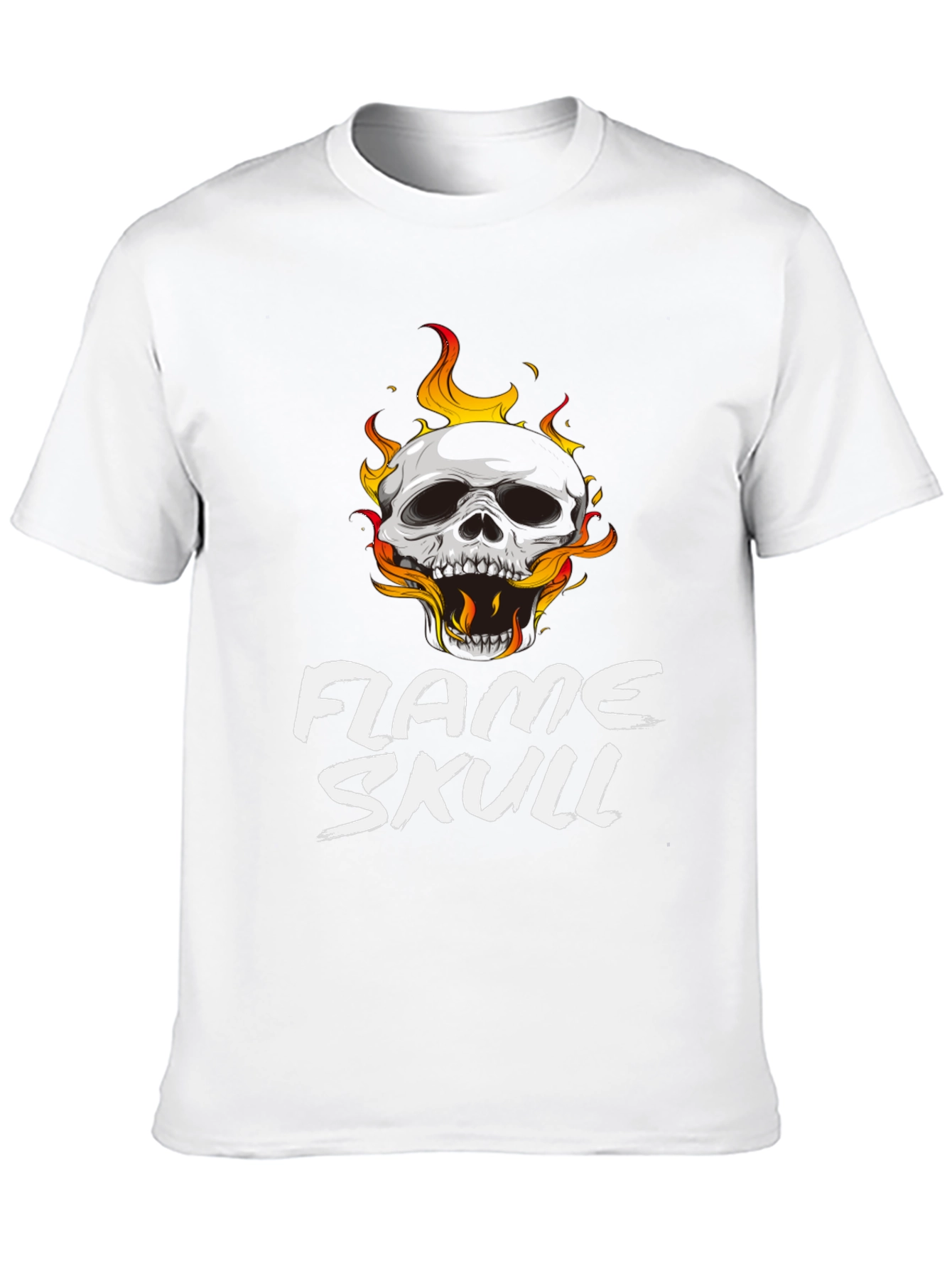 Black Flame Skull Graphic Black T-Shirt view 10