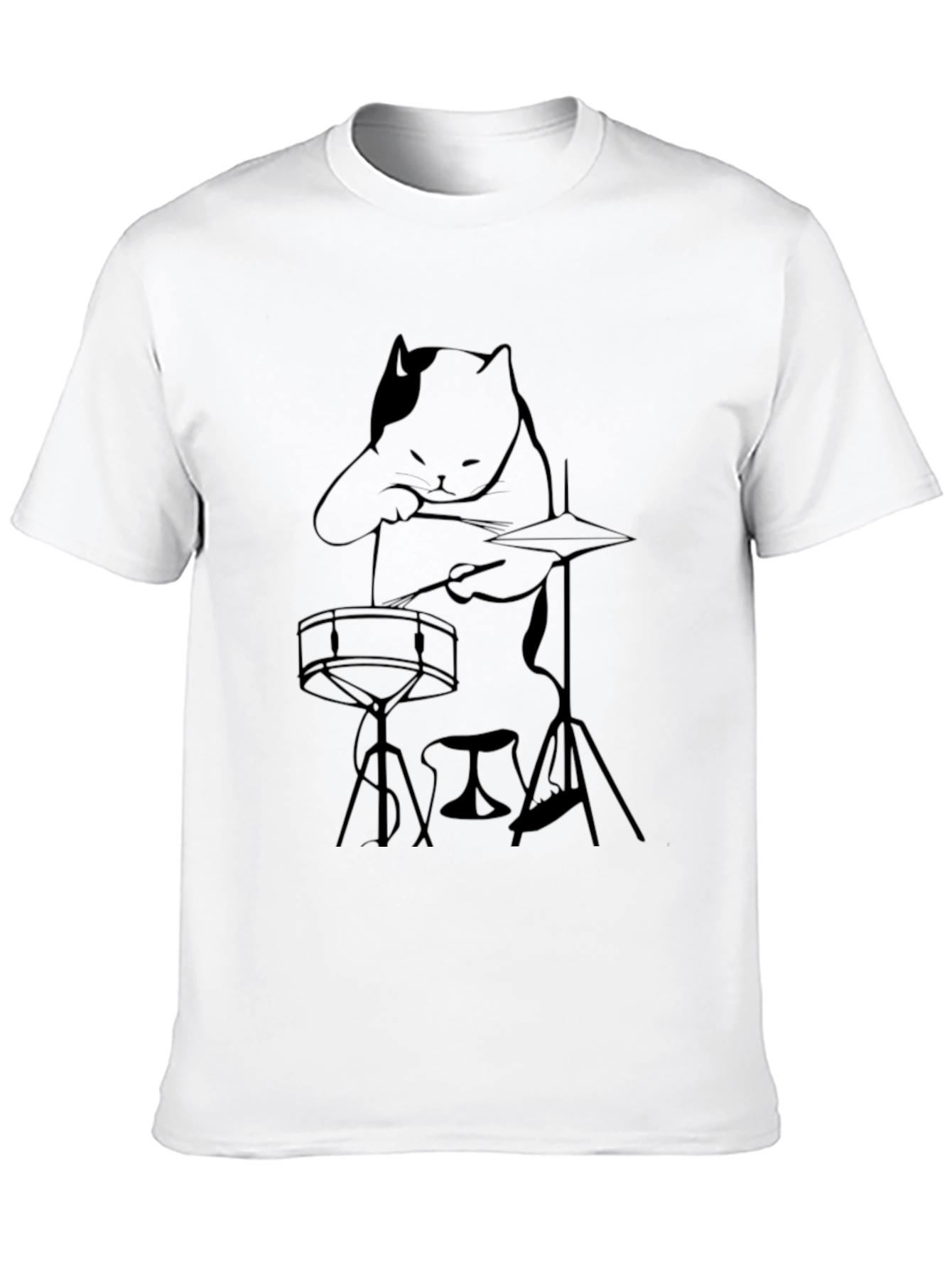 Black Cool Cat Drummer Black T-Shirt view 10
