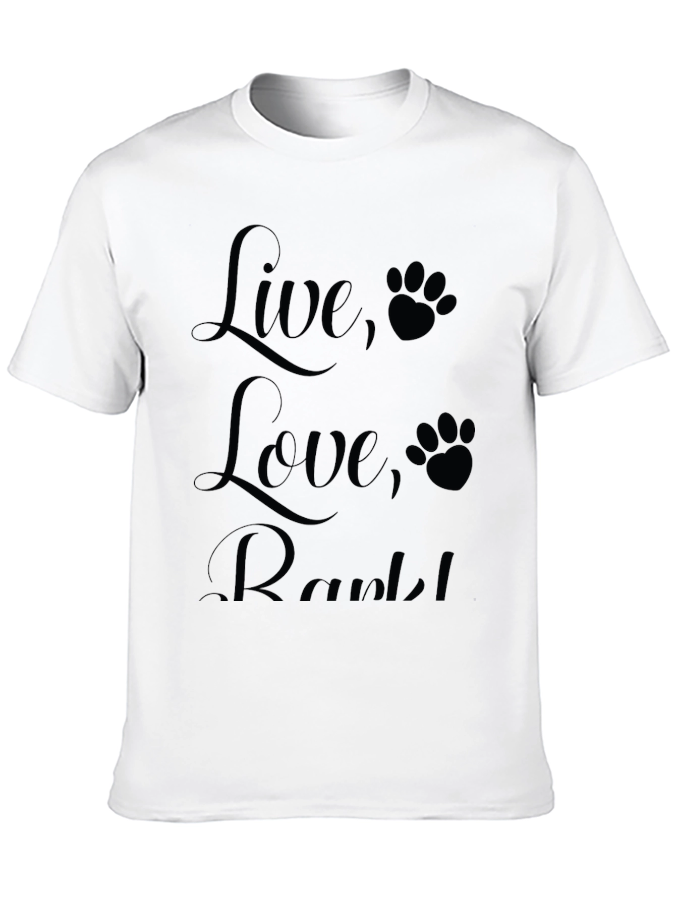 Black Live, Love, Rark! Black T-Shirt with Paw Prints view 10
