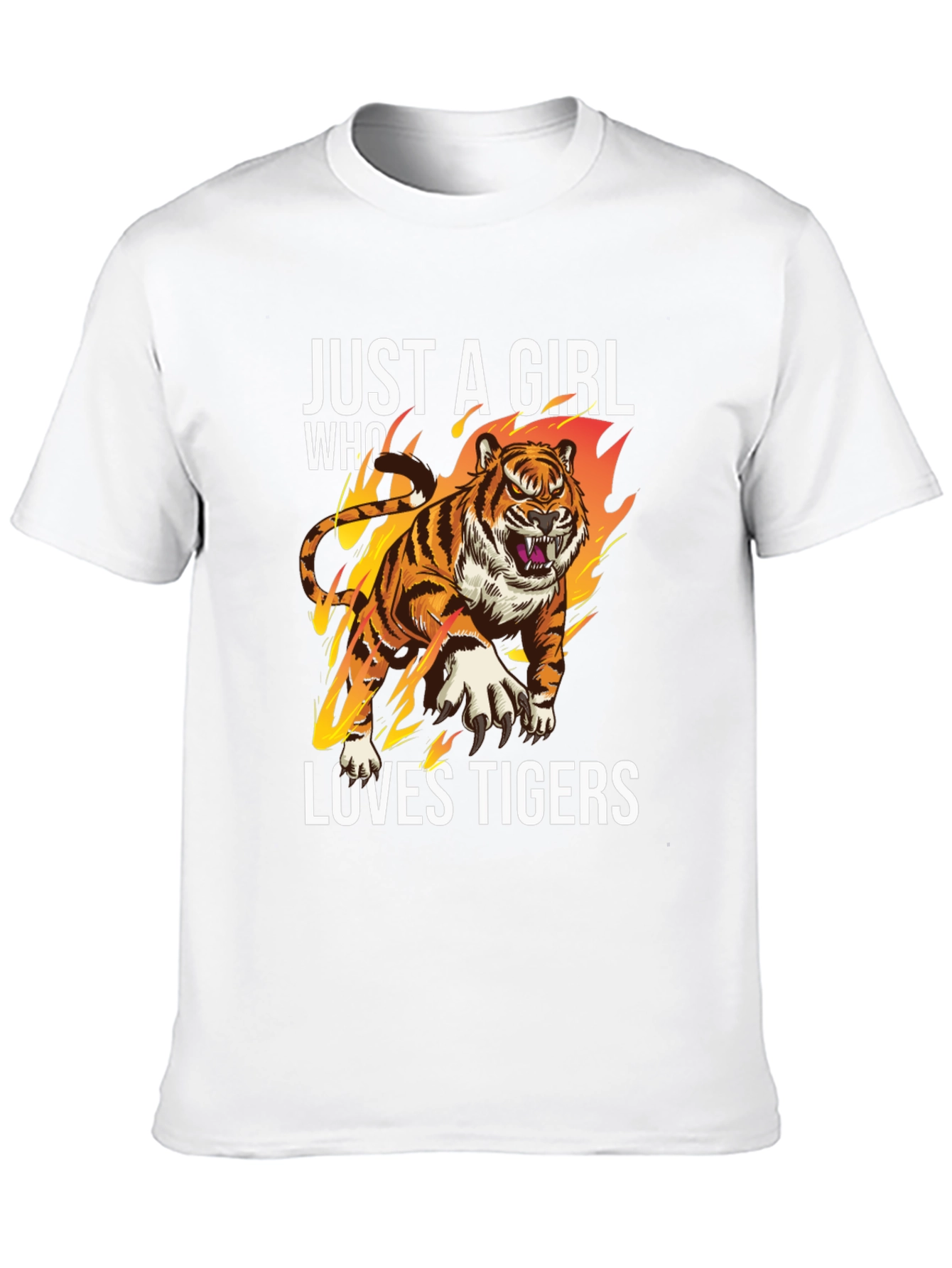 Black Just A Girl Who Loves Tigers Graphic T-Shirt view 10