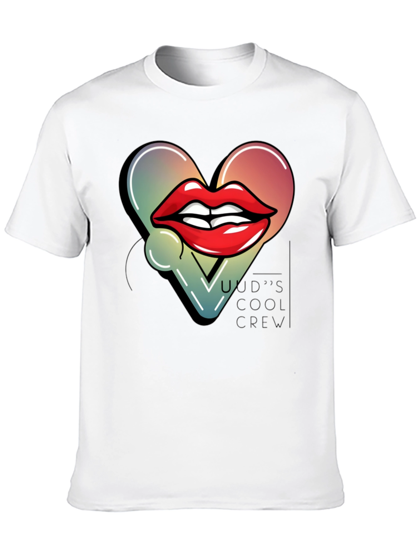 Black Trendy Lips Heart Graphic Black T-Shirt view 10