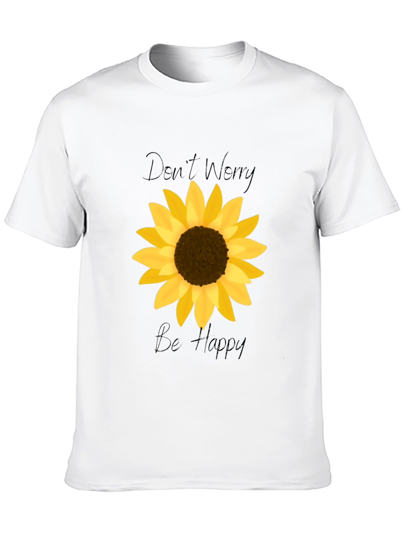 Black Don't Worry Be Happy Sunflower Graphic Tee view 10