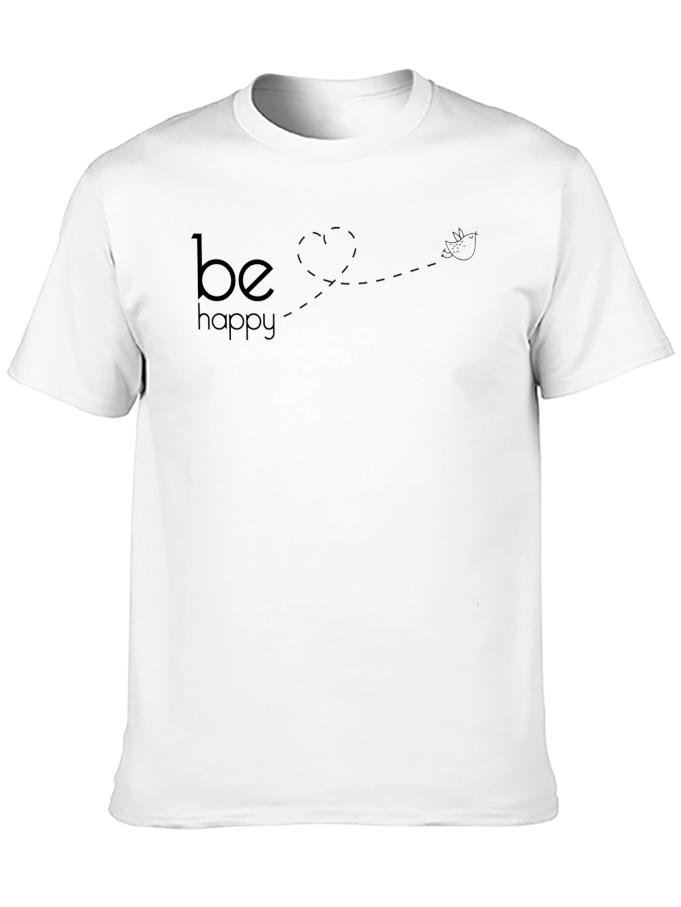 Black Be Happy Graphic Tee - Minimalist Design, Soft Comfort view 10