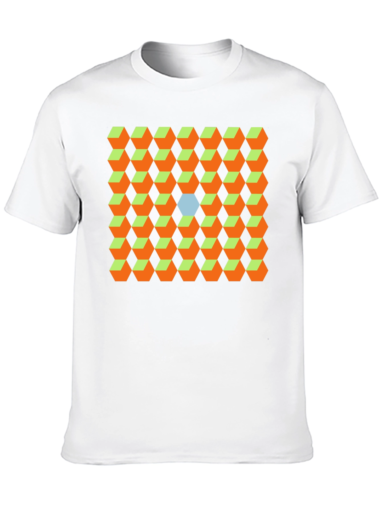 Black Geometric Cube Pattern T-Shirt - Optical Illusion Design view 10