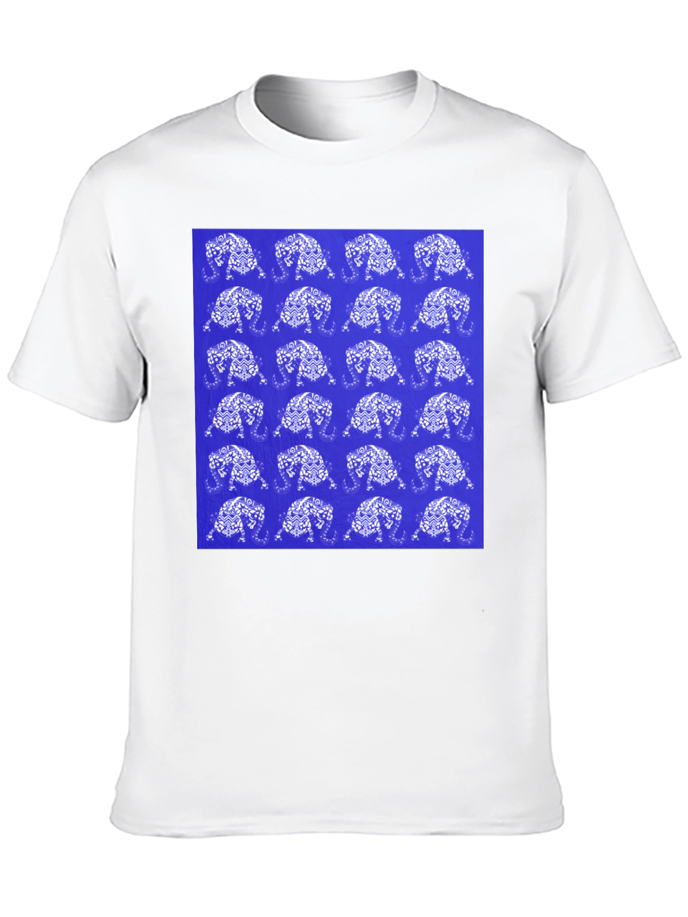 Black Patterned Elephant Print Crew Neck T-Shirt view 10