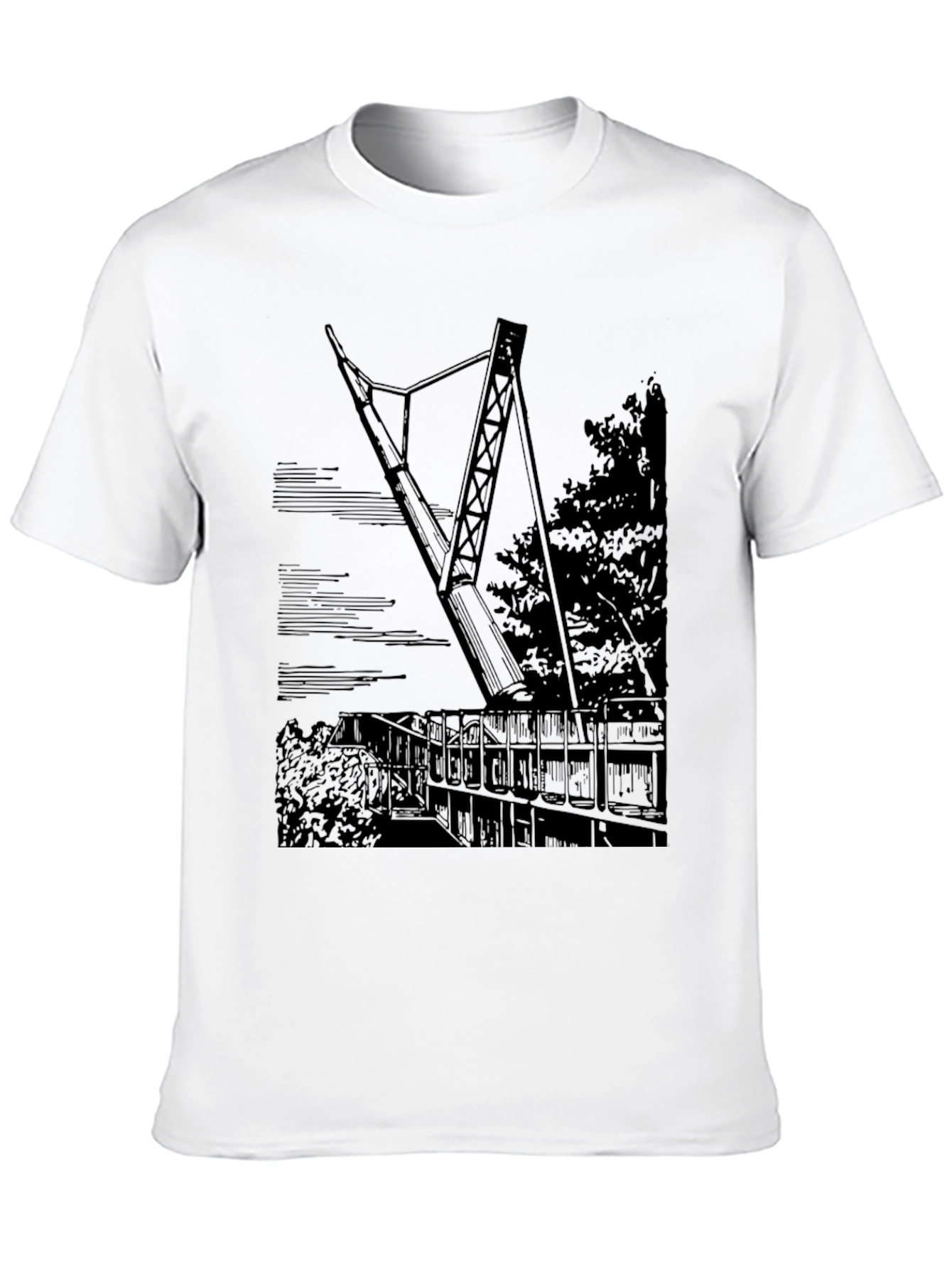 Black Black T-Shirt with Bridge Print view 10