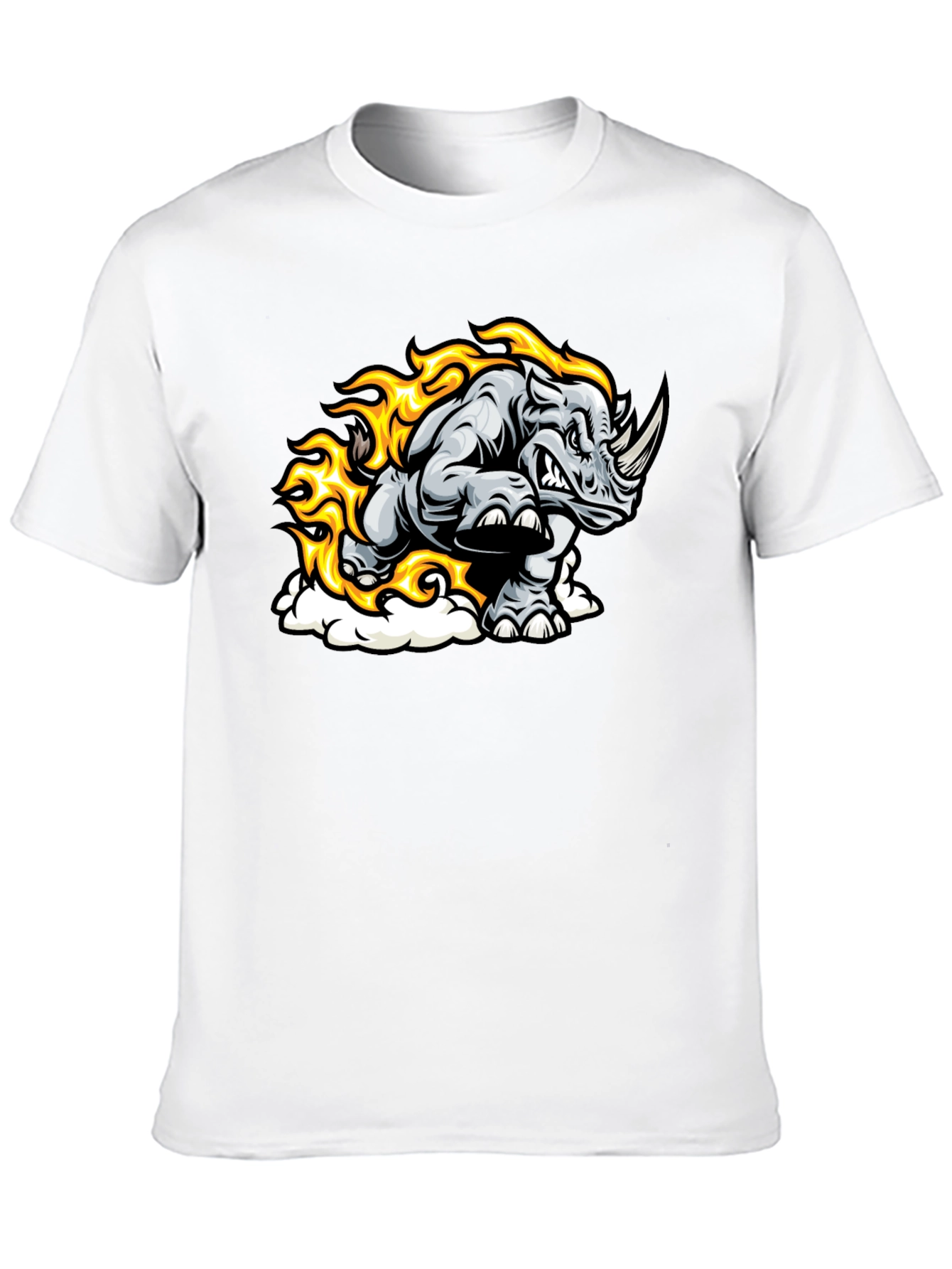Black Fiery Rhino Graphic T-Shirt - Black Cotton Tee view 10