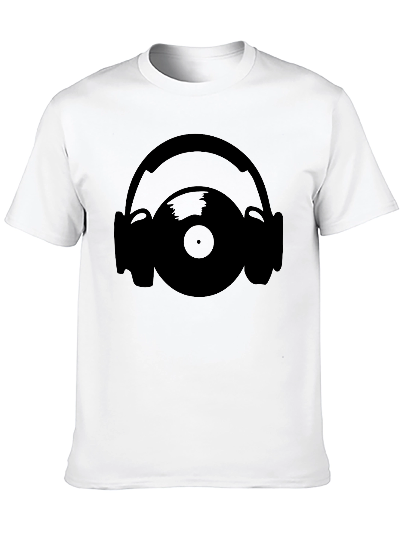 Black Vinyl Record & Headphones Graphic T-Shirt view 10