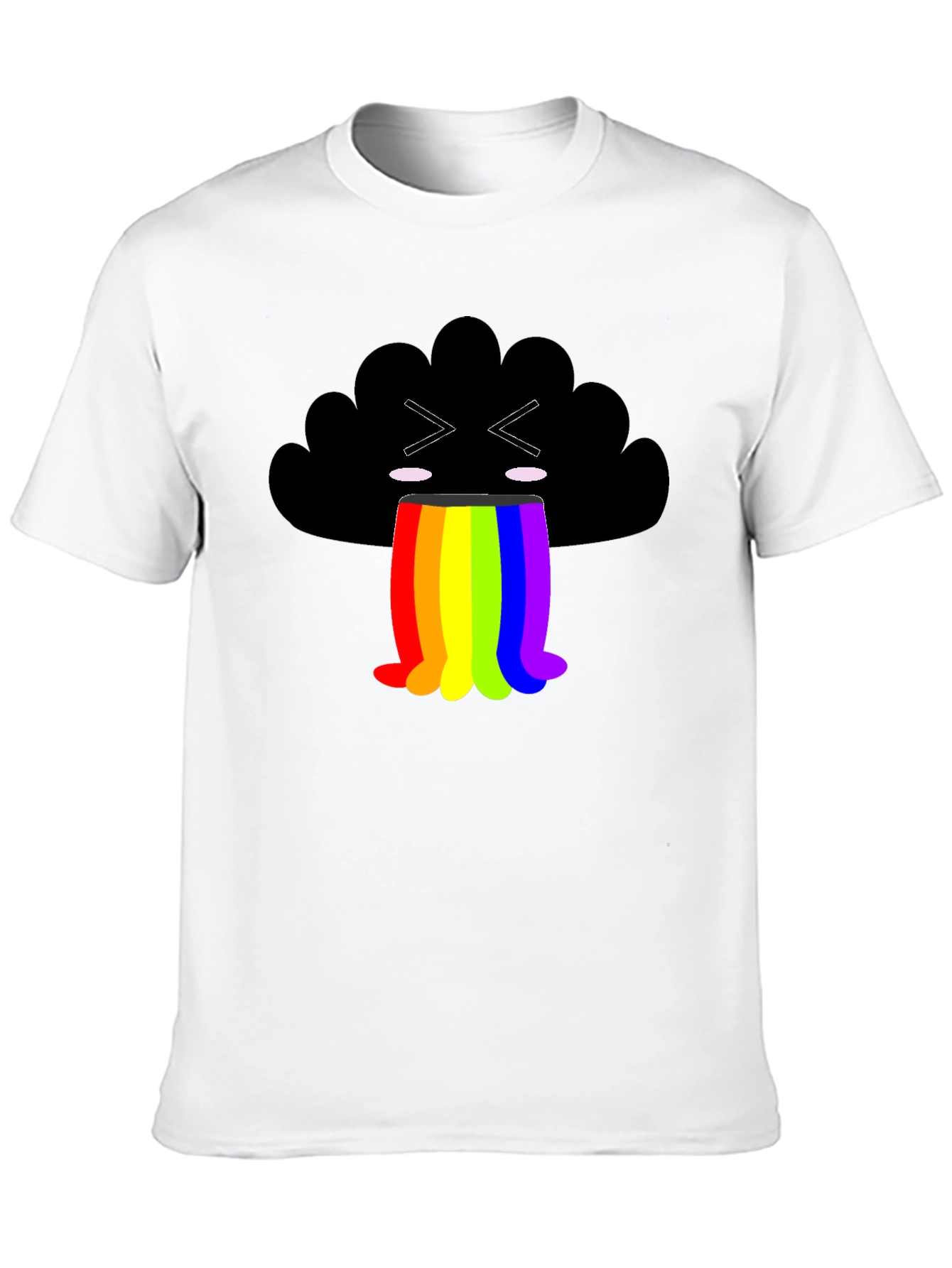 Black Rainbow Puke Cloud Graphic Tee - Soft Cotton Shirt view 10