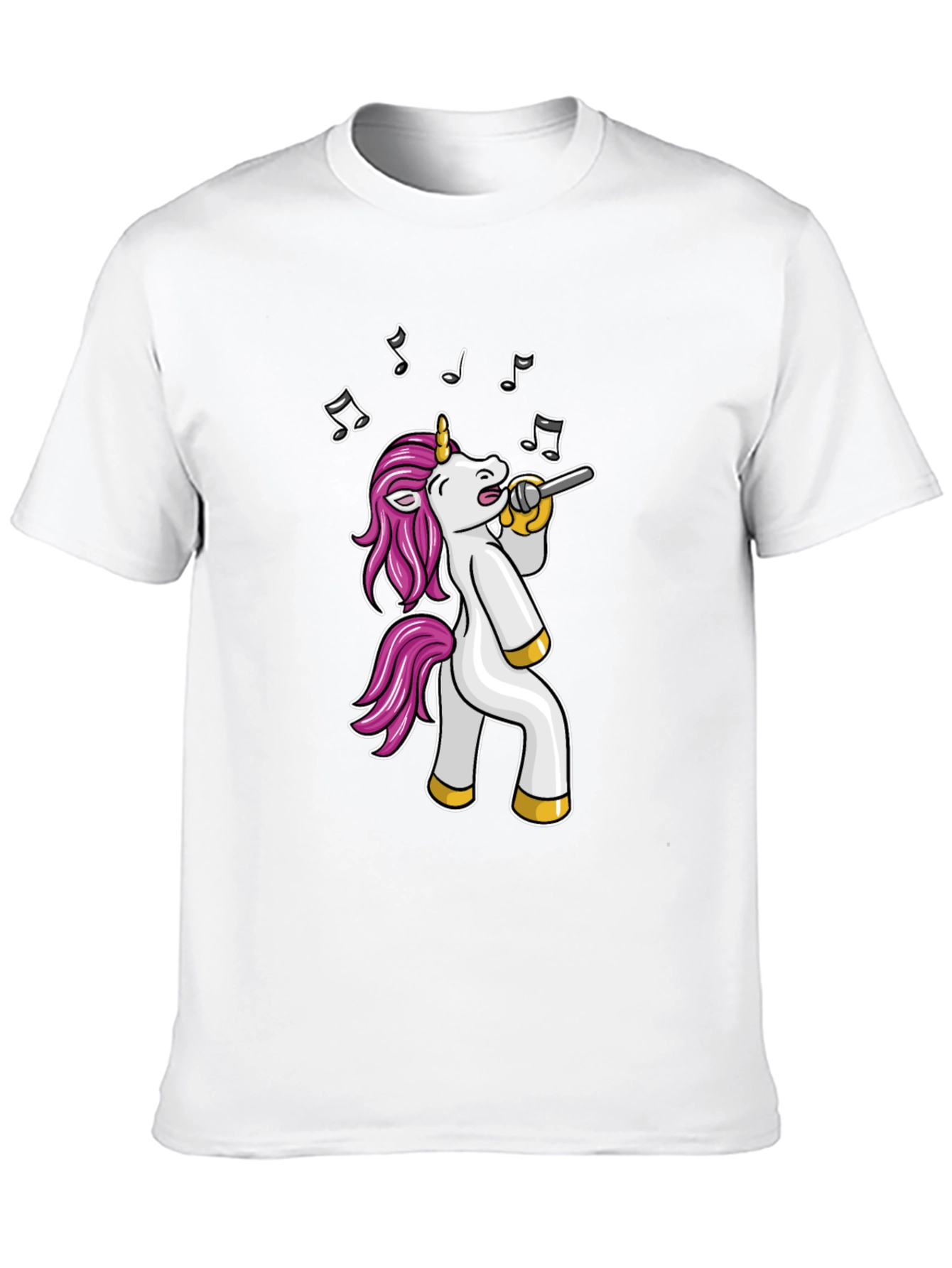 Black Singing Unicorn Black T-Shirt - Cartoon Animal Tee view 10