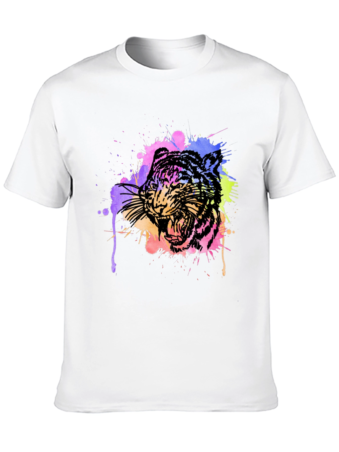 Black Watercolor Tiger Graphic Tee view 10