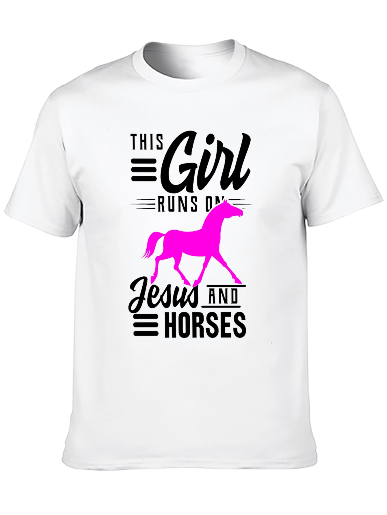 Black This Girl Runs on Jesus and Horses Black T-Shirt view 10