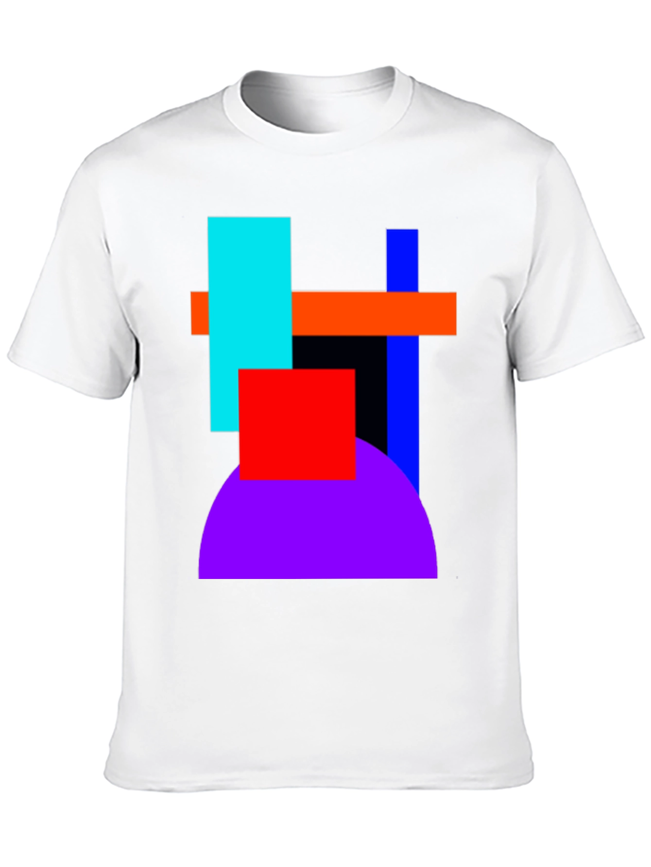 Black Abstract Geometric T-Shirt - Bold Color Block Design view 10