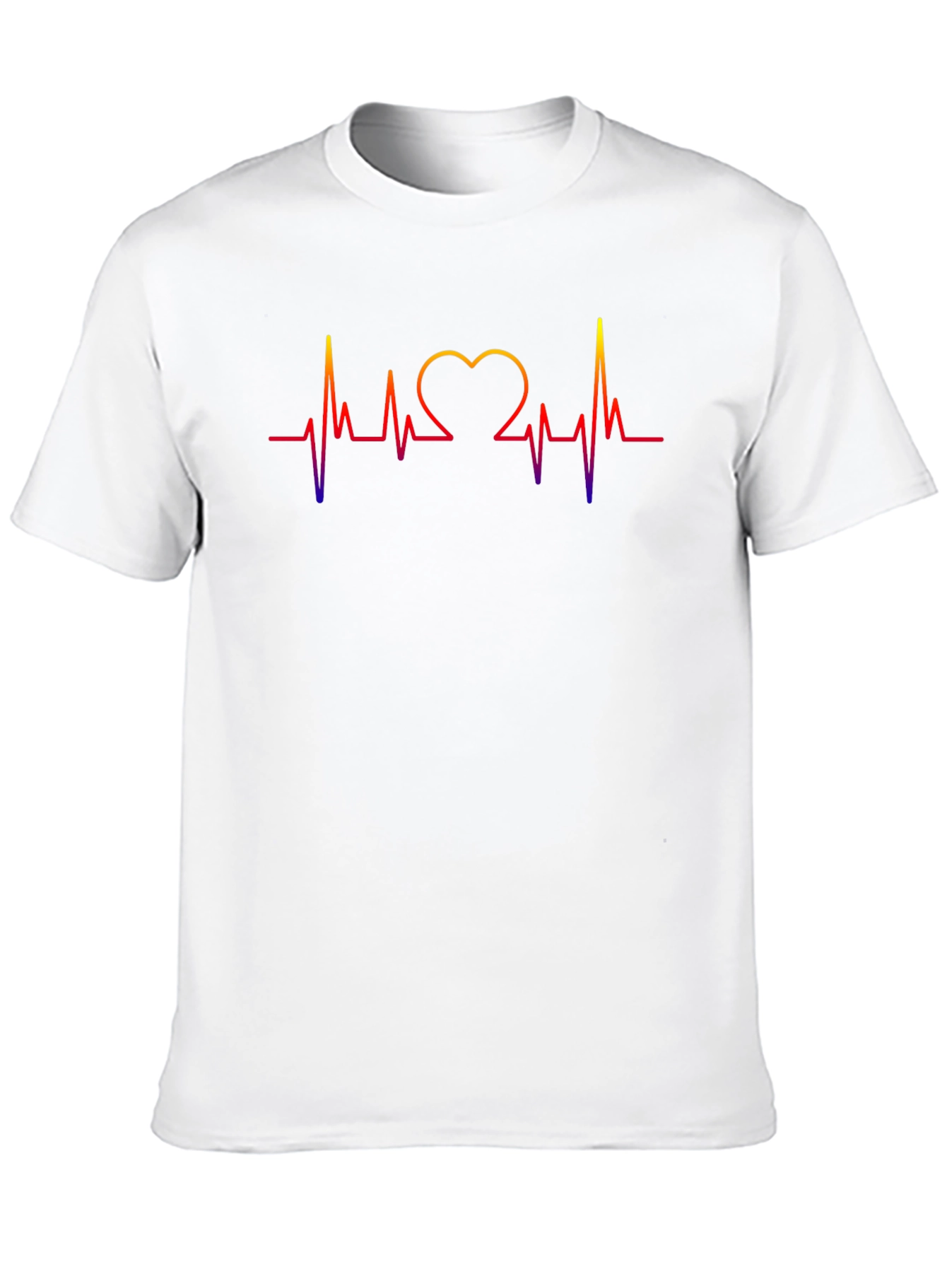 Black Heartbeat Heart Love Graphic Men's Black T-Shirt view 10
