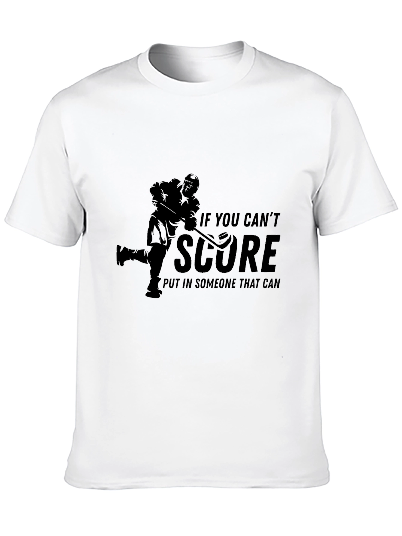 Black Hockey T-Shirt - If You Can't Score, Funny Sports Tee view 10