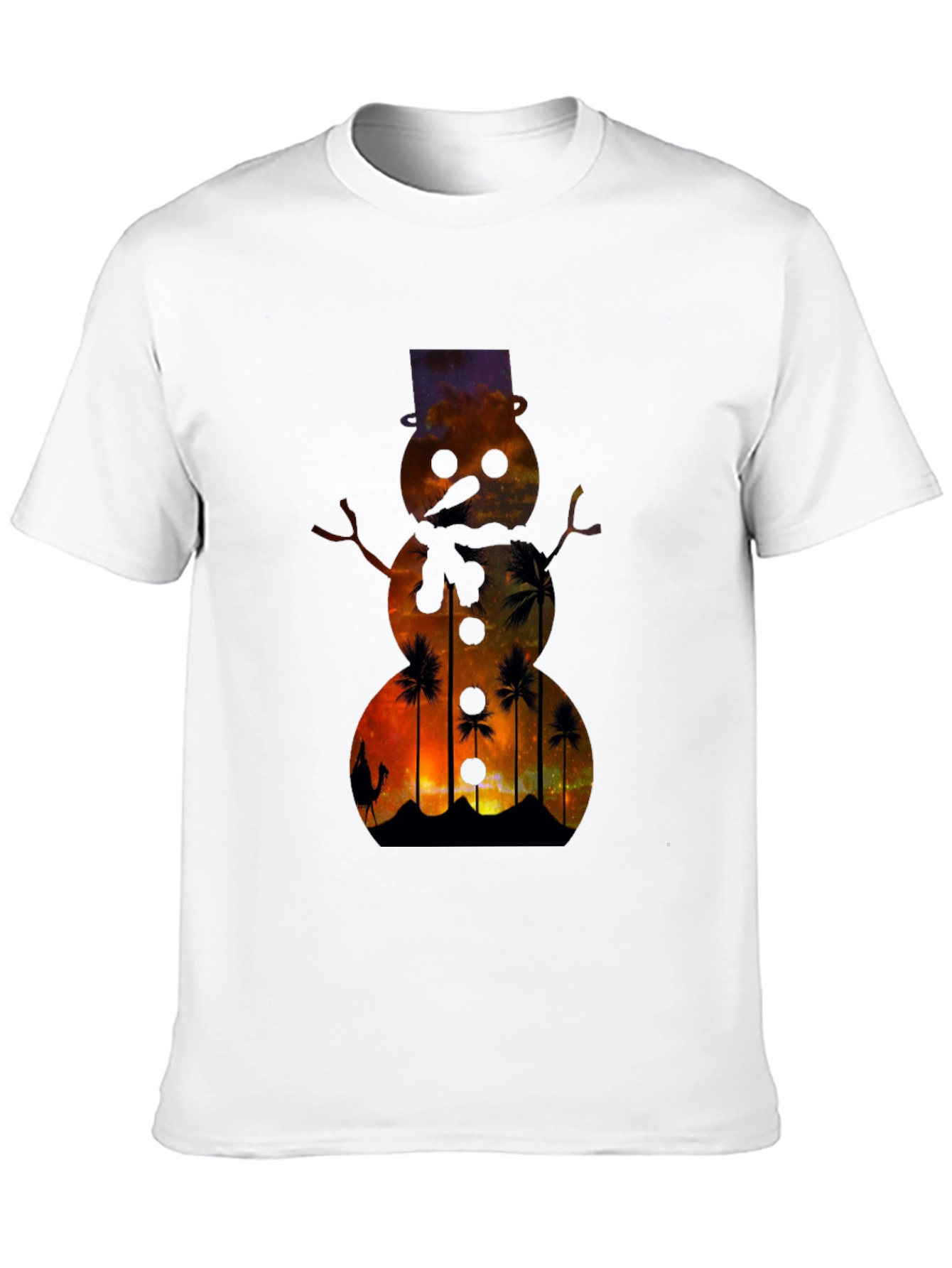 Black Sunset Snowman T-Shirt view 10