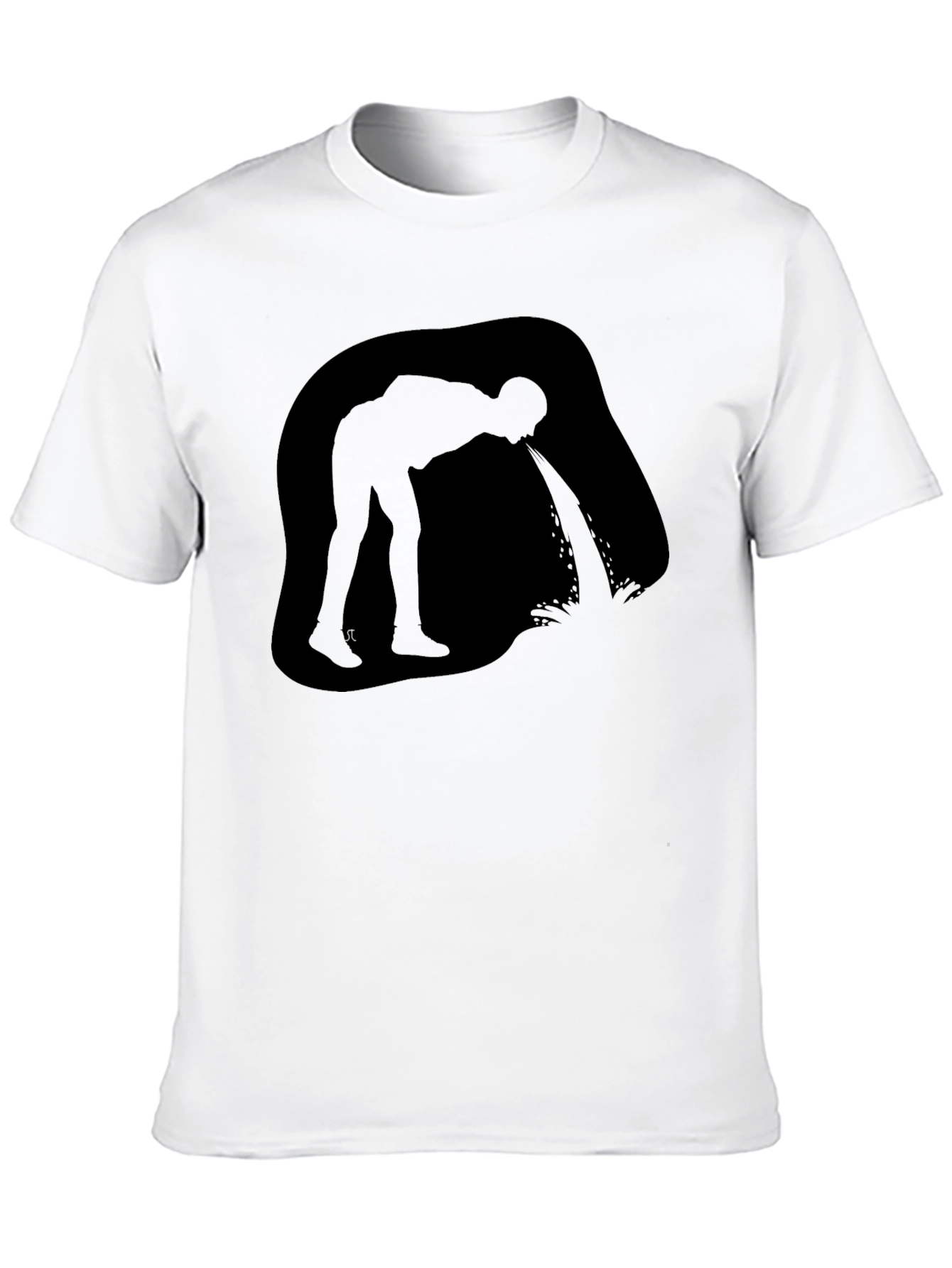Black Puking Man Silhouette Graphic T-Shirt - Black view 10