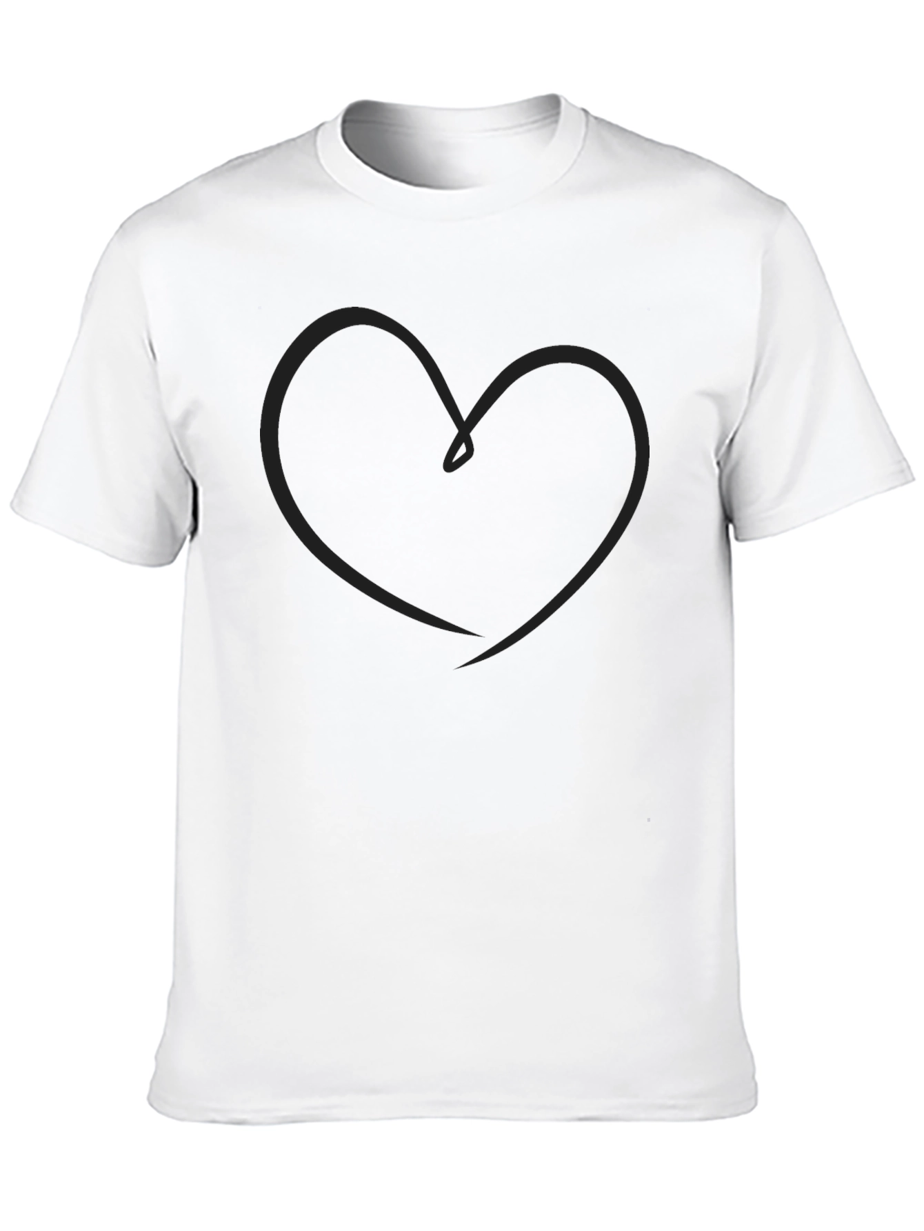 Black Heart Line Art Black T-Shirt view 10