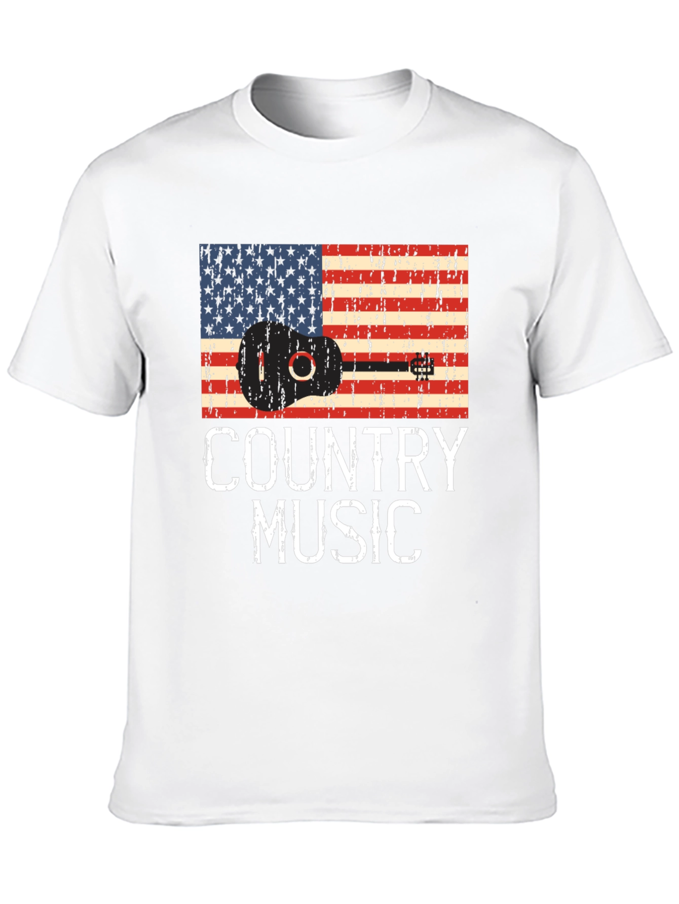 Black Country Music Guitar American Flag T-Shirt view 10